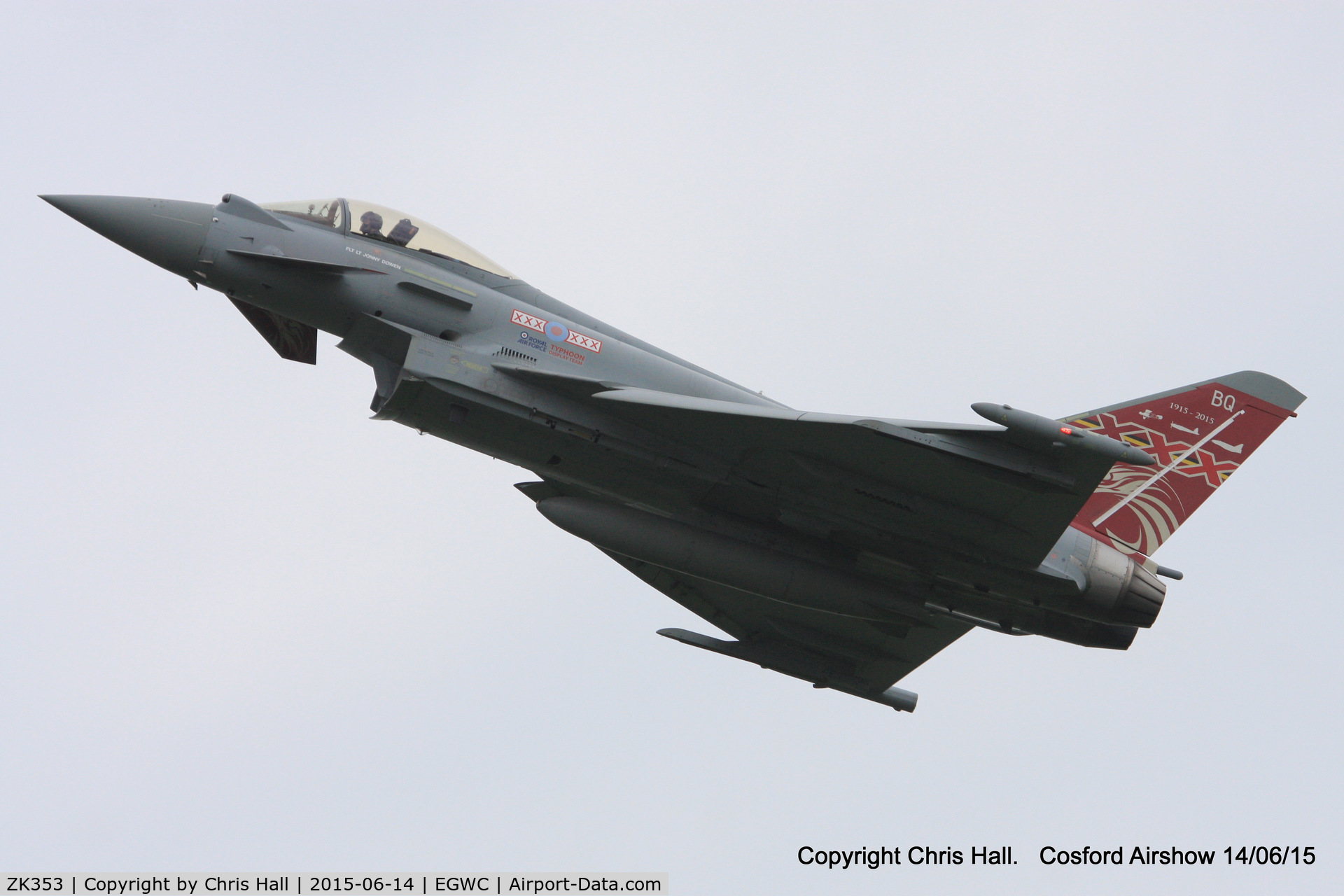 ZK353, 2013 Eurofighter EF-2000 Typhoon FGR4 C/N BS114/411, displaying at the 2015 Cosford Airshow