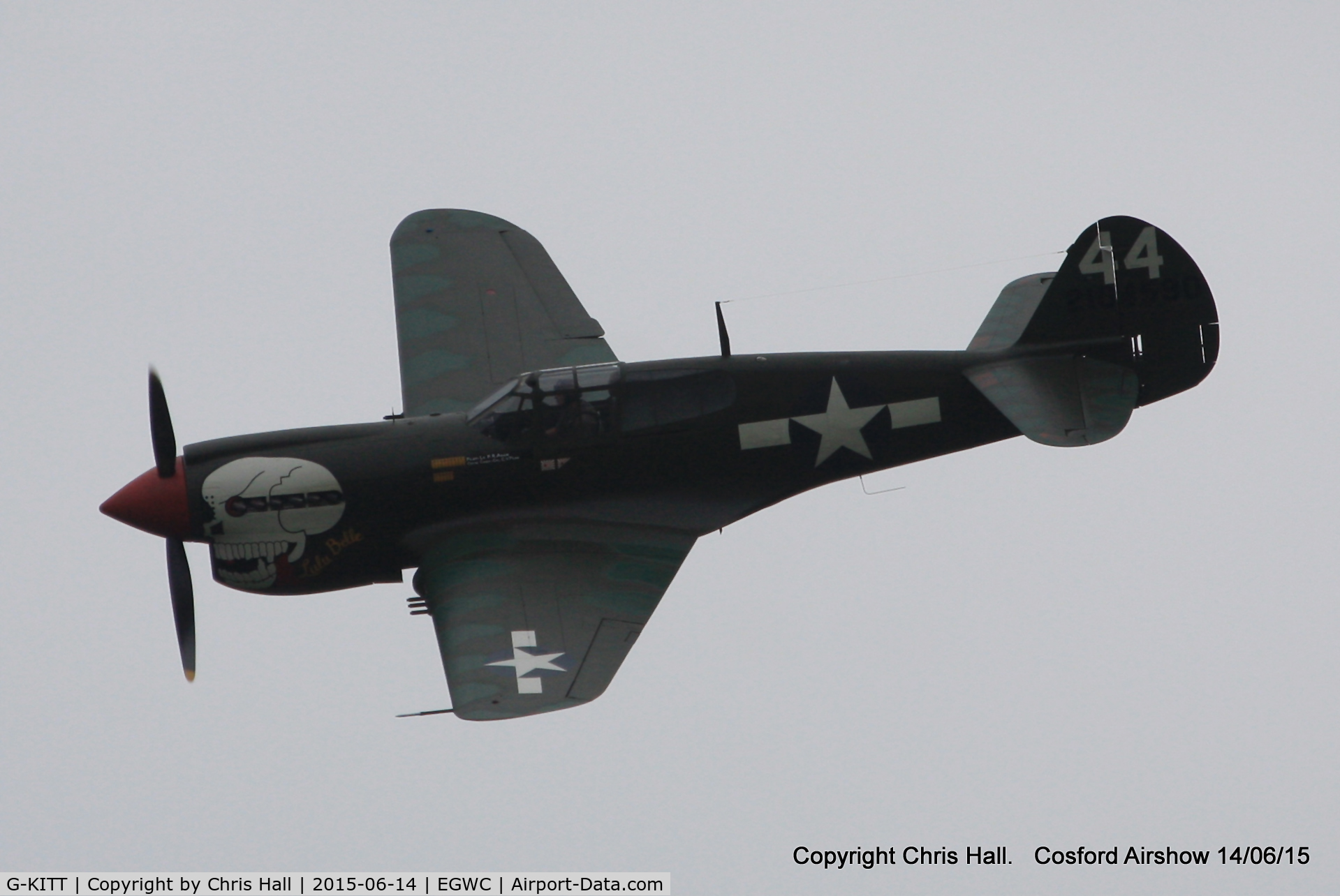 G-KITT, 1943 Curtiss P-40M Warhawk C/N 27490, displaying at the 2015 Cosford Airshow