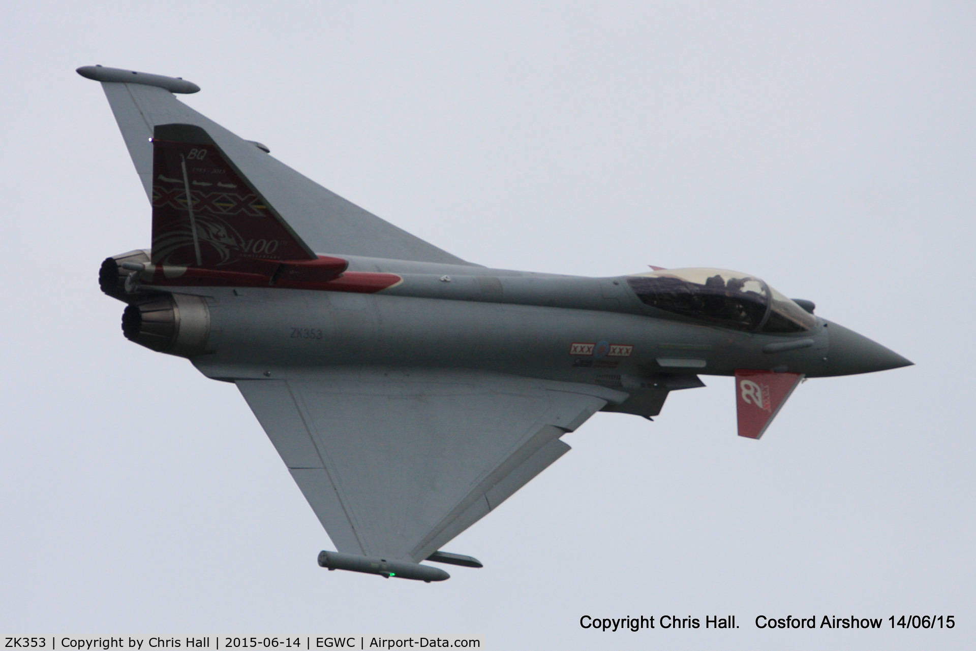 ZK353, 2013 Eurofighter EF-2000 Typhoon FGR4 C/N BS114/411, displaying at the 2015 Cosford Airshow