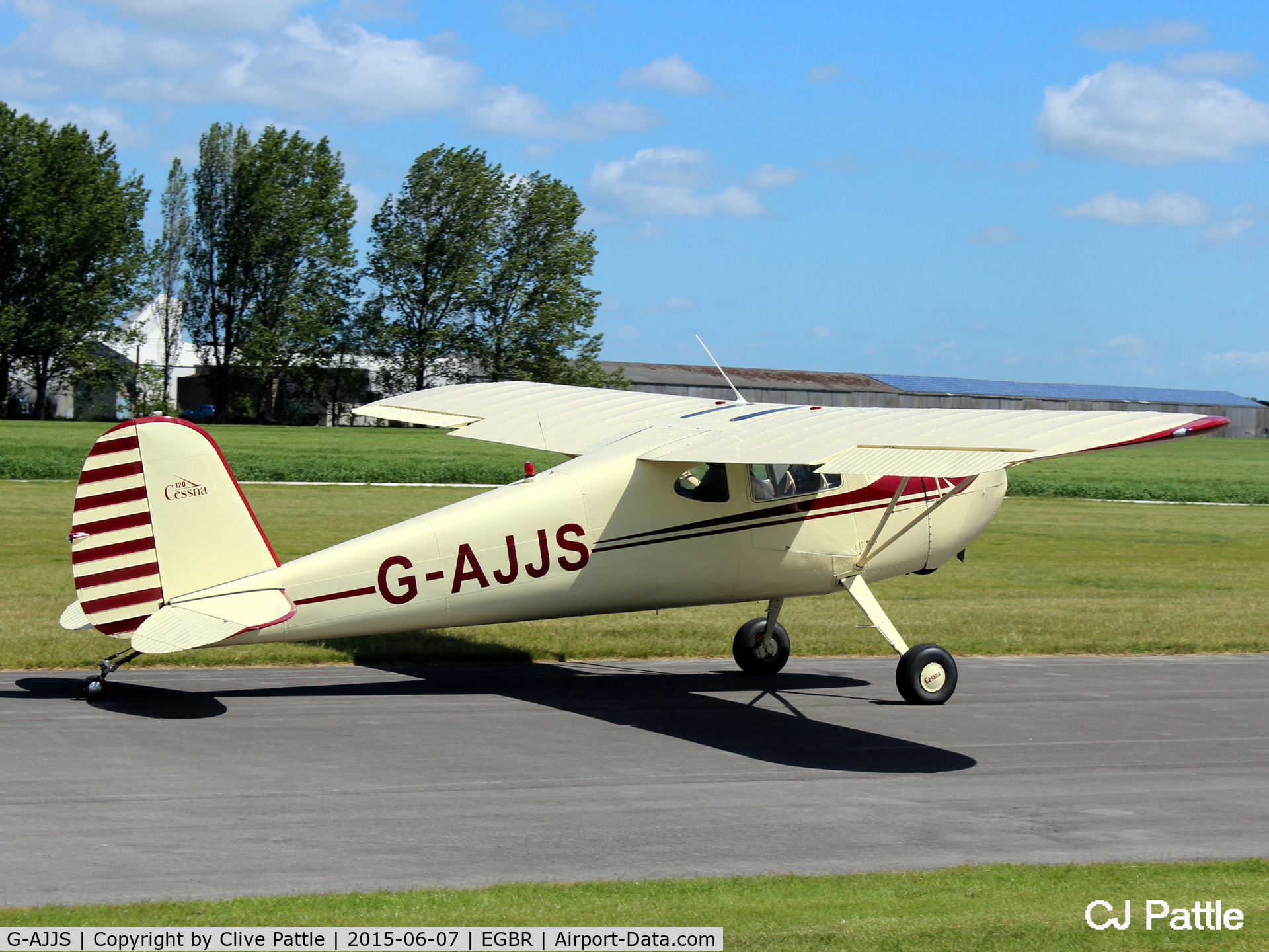 G-AJJS, 1947 Cessna 120 C/N 13047, In action at The Real Aeroplane Company Ltd Radial Fly-In, Breighton Airfield, Yorkshire, U.K.  - EGBR