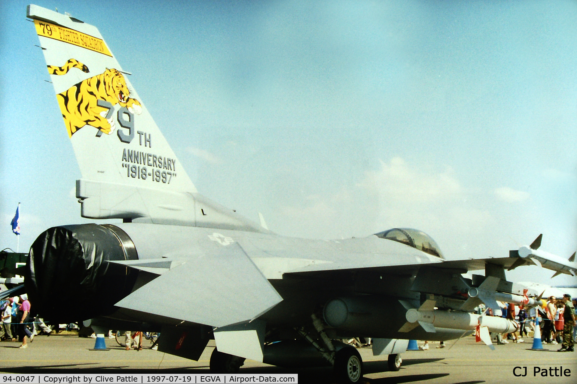 94-0047, 1994 Lockheed F-16C Fighting Falcon C/N CC-199, Scanned from print. On display at RIAT '97 in special markings.