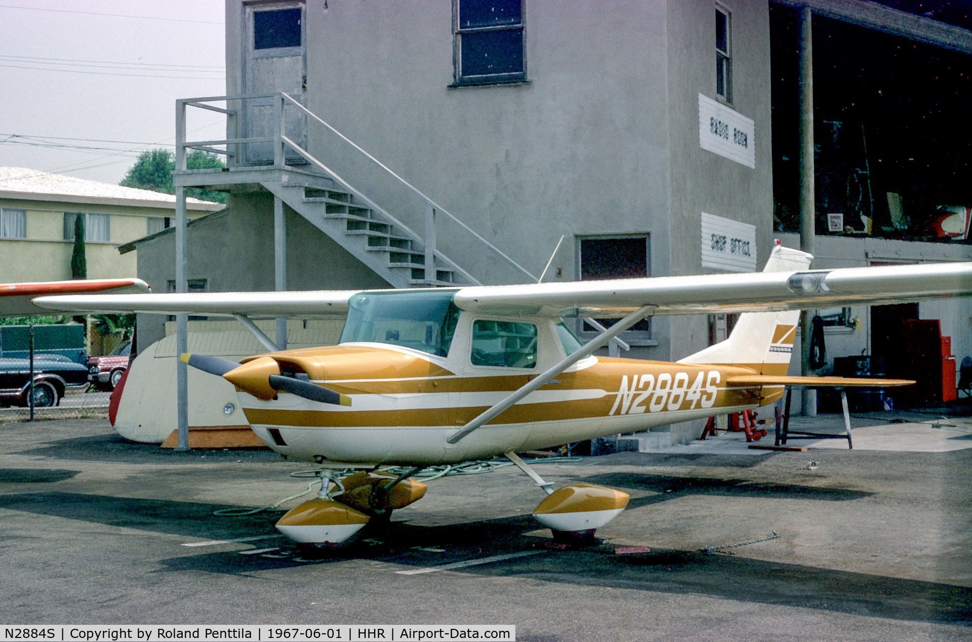 N2884S, Piper PA-28-161 C/N 287916509, Rose Aviation Shop area on Hawthorne Airport in 1967.  N2884S was new to the FBO's fleet.