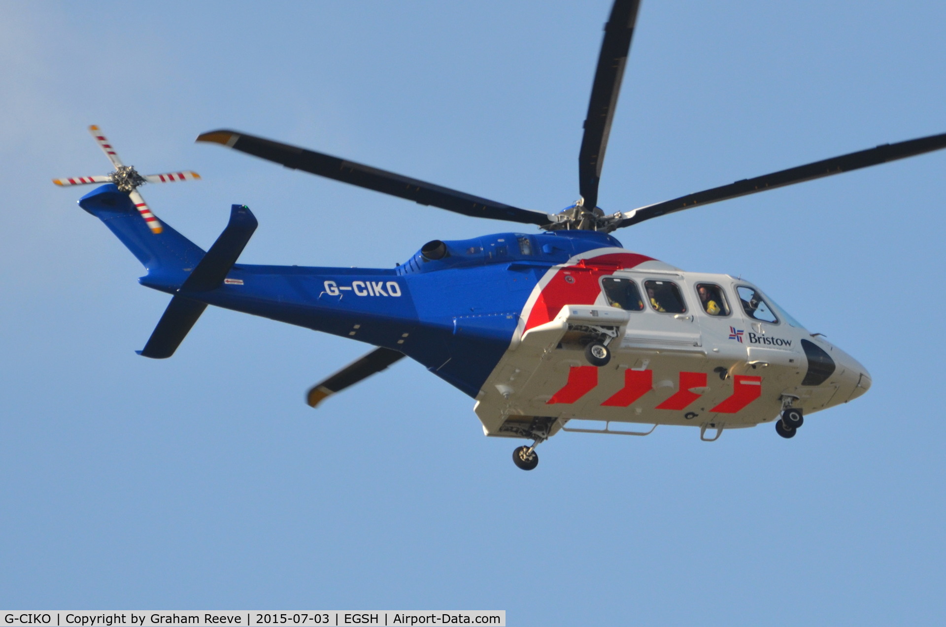 G-CIKO, 2014 AgustaWestland AW-139 C/N 41378, Landing at Norwich.