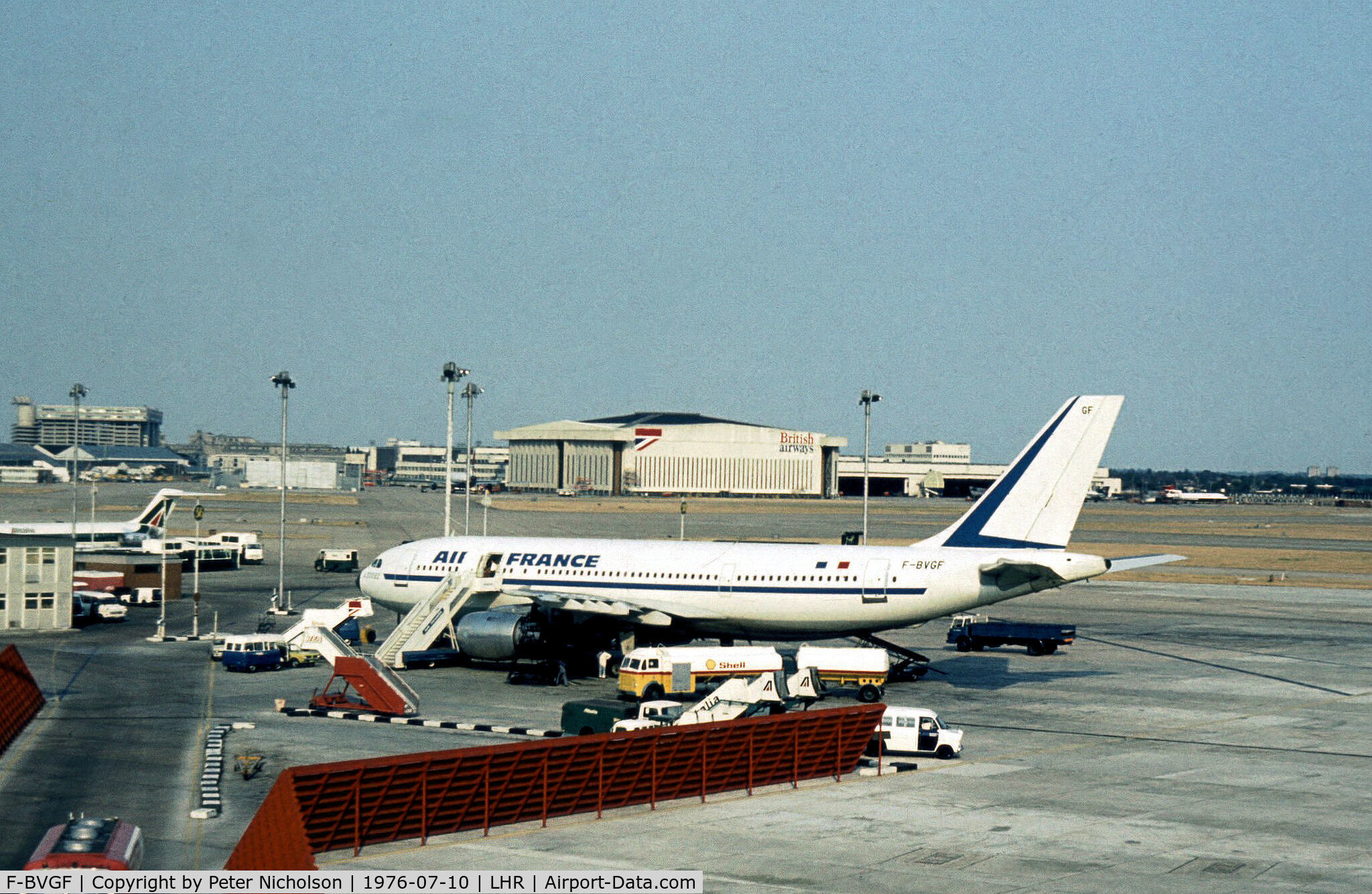F-BVGF, 1975 Airbus A300B2-1C C/N 13, Airbus A300B2-1C of Air France as seen at Heathrow in the Summer of 1976.