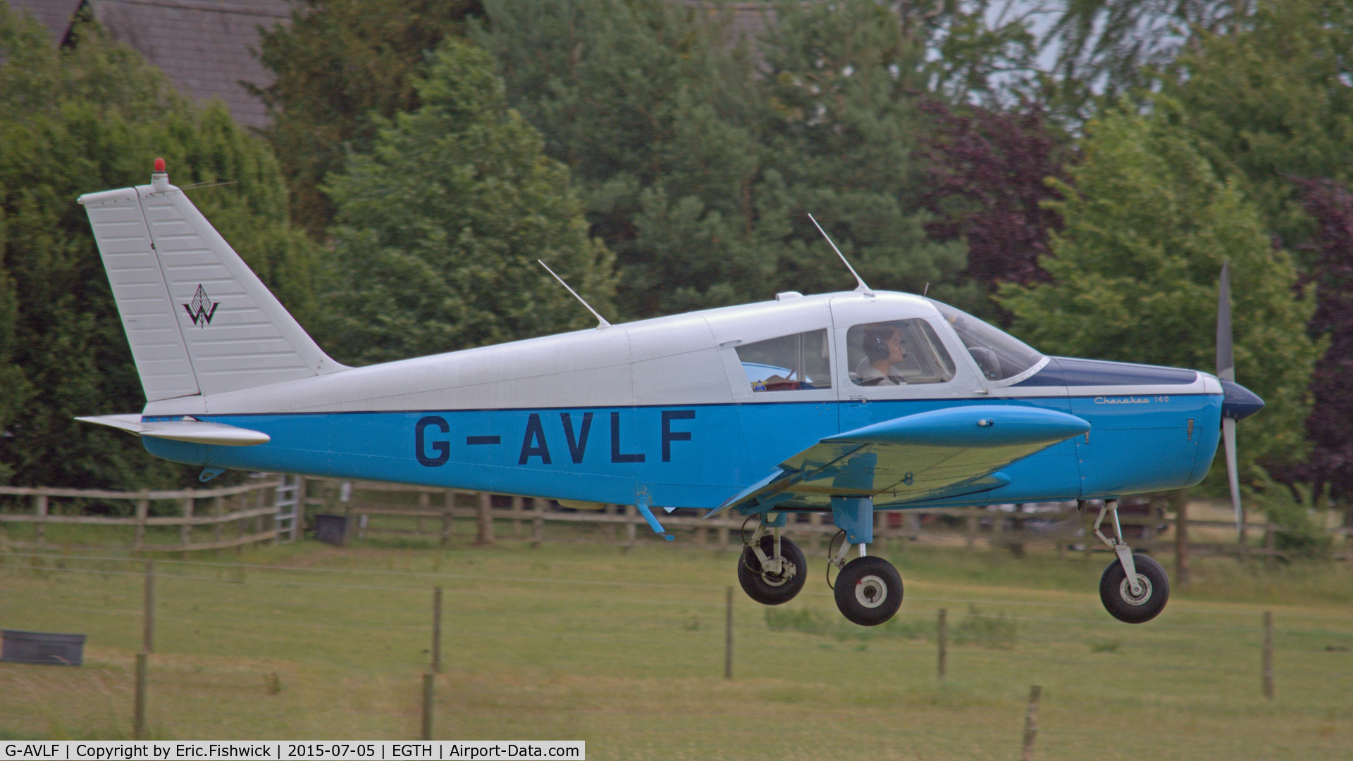 G-AVLF, 1967 Piper PA-28-140 Cherokee C/N 28-23268, 42. G-AVLF departing the Shuttleworth Military Pagent Airshow, July 2015.