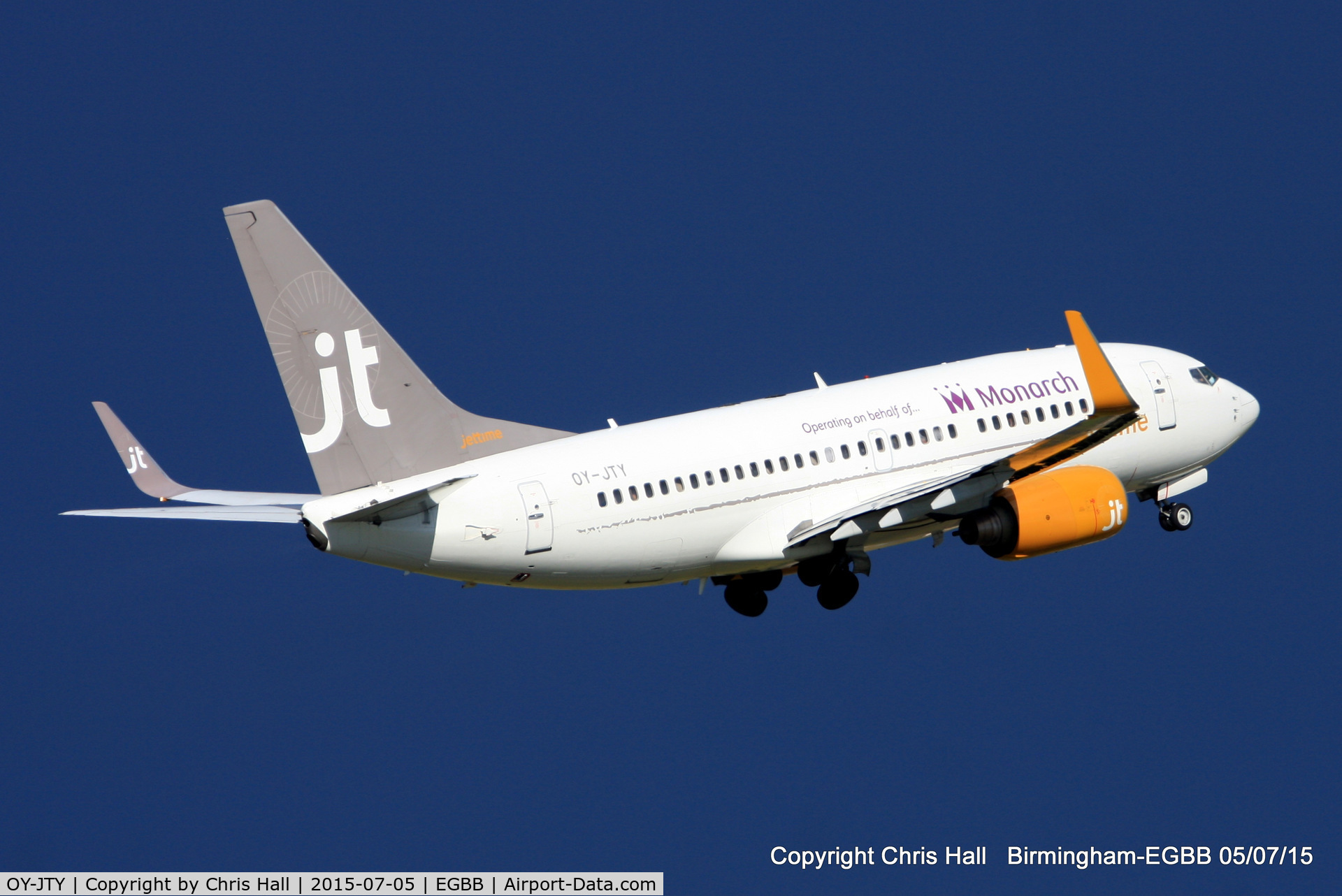 OY-JTY, 2001 Boeing 737-7Q8 C/N 30727, Jettime operating for Monarch