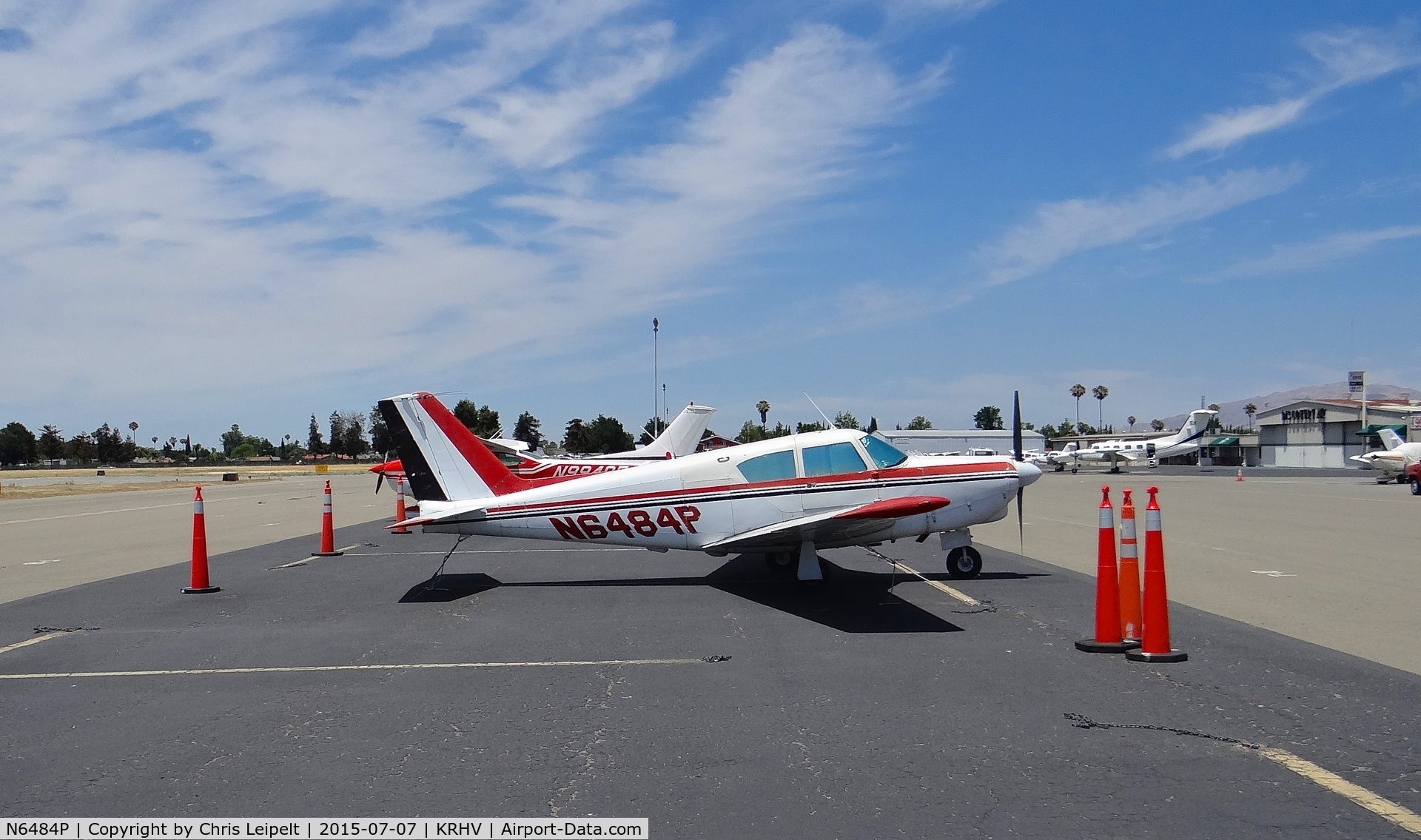 N6484P, 1959 Piper PA-24-250 Comanche C/N 24-1602, A transient 1959 Piper Comanche (RIVERSIDE, CA) located at transient parking visiting Reid Hillview Airport, CA.