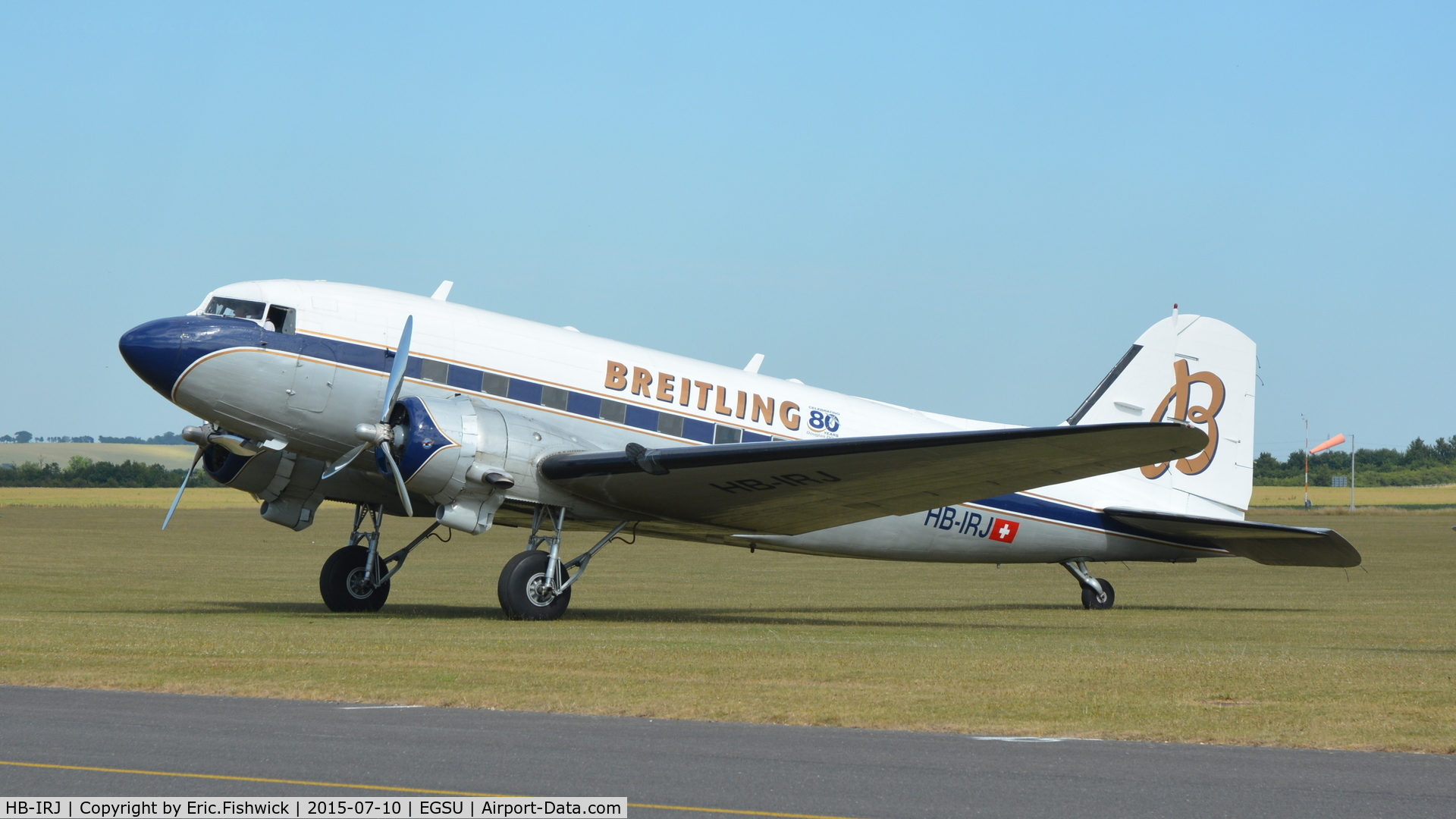 HB-IRJ, 1940 Douglas DC-3A-S4C4G C/N 2204, 3. HB-IRJ arriving for The Flying Legends Air Show, July 2015.