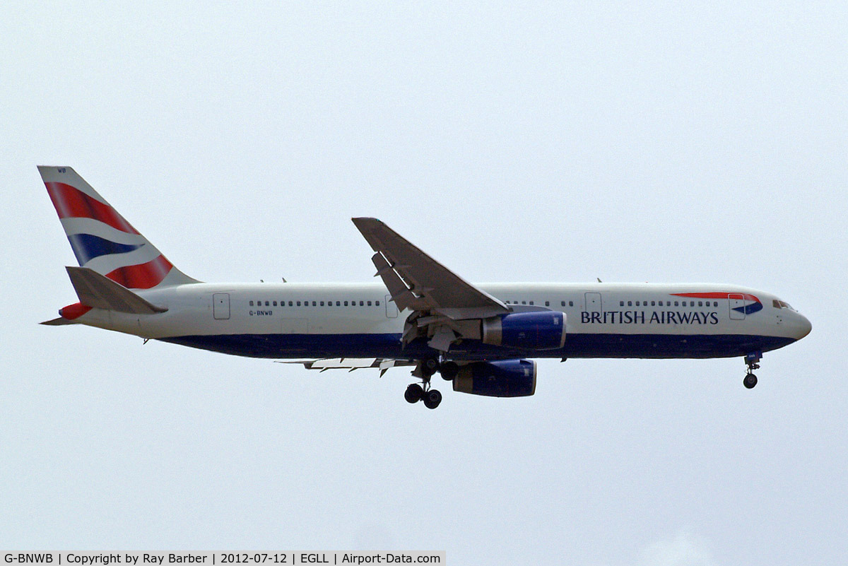 G-BNWB, 1989 Boeing 767-336 C/N 24334, Boeing 767-336ER [24334] (British Airways) Home~G 12/07/2012. On approach 27L.