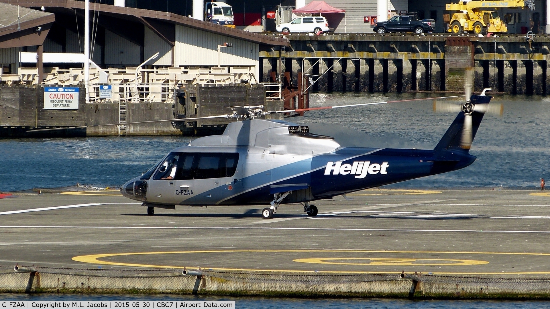 C-FZAA, 1980 Sikorsky S-76A C/N 76-0043, Helijet just arrived at Vancouver Harbour Heliport.
