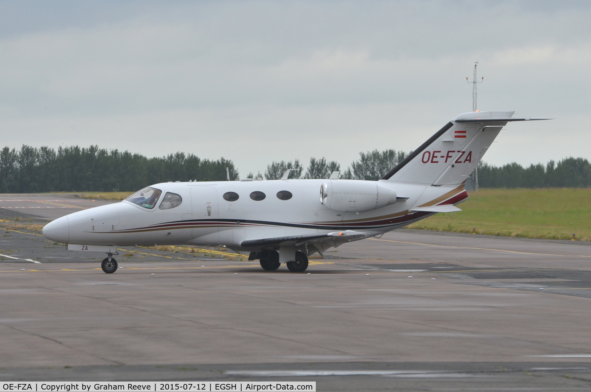 OE-FZA, 2008 Cessna 510 Citation Mustang Citation Mustang C/N 510-0144, Just landed at Norwich.