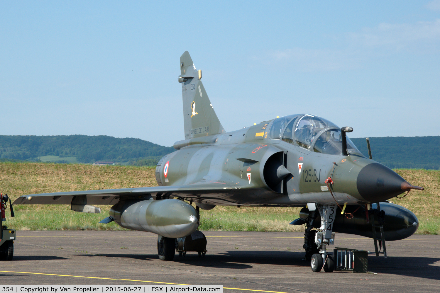 354, Dassault Mirage 2000N C/N 319, Dassault Mirage 2000N fighter of the French Air Force Ramex Delta team on the flightline of Luxeuil Air base, France.