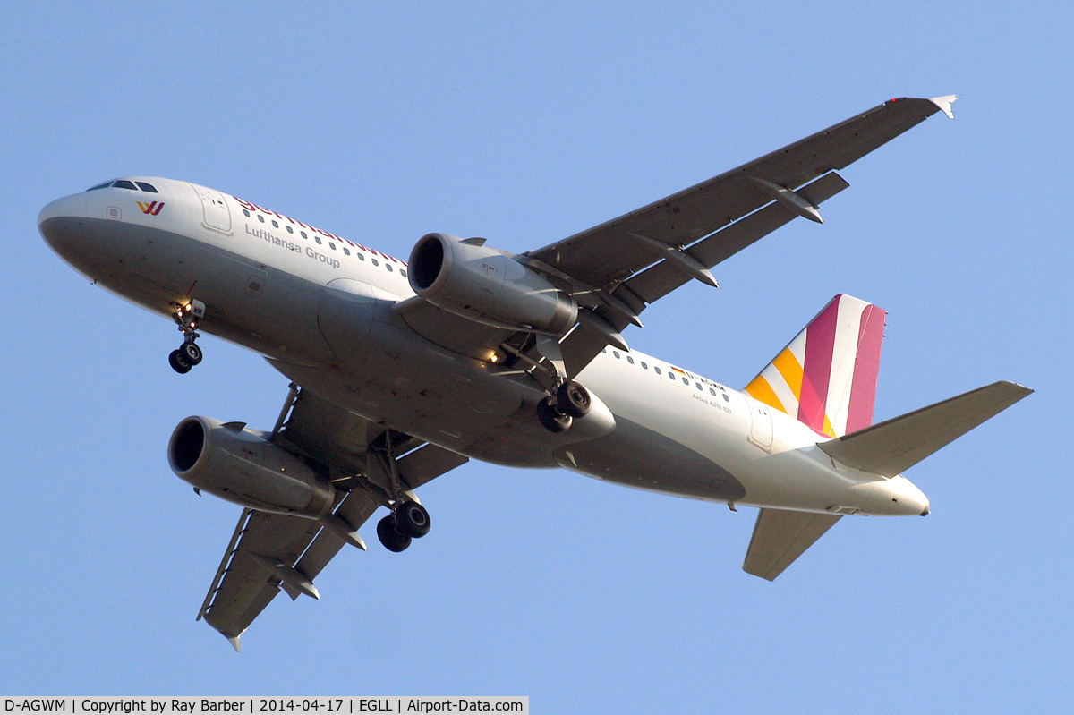 D-AGWM, 2009 Airbus A319-132 C/N 3839, Airbus A319-132 [3839] (Germanwings) Home~G 17/04/2014. On approach 27R.