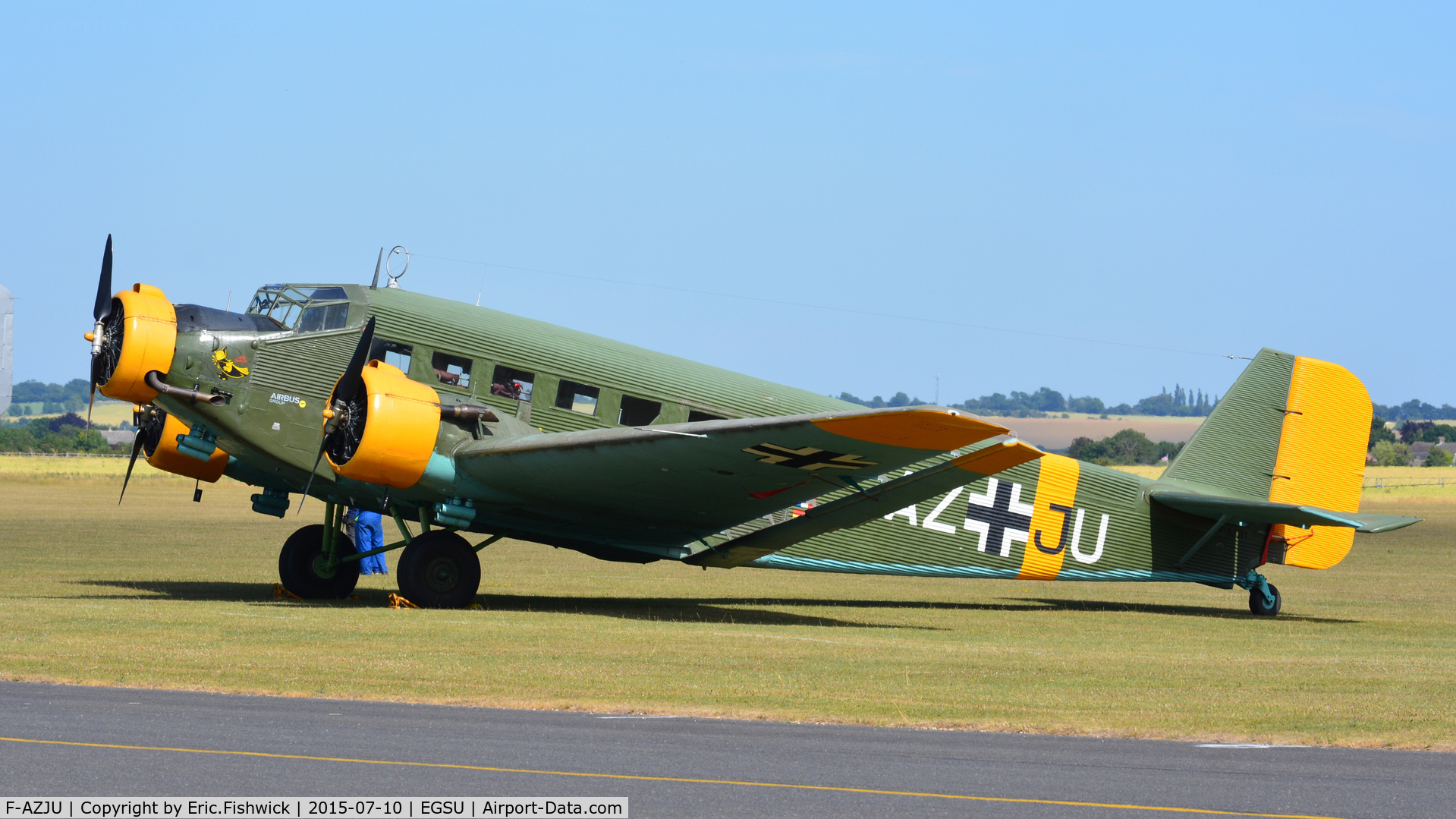F-AZJU, 1952 Junkers (CASA) 352L (Ju-52) C/N 103, 2. F-AZJU on the eve of Flying Legends Air Show, Duxford - July 2015.
