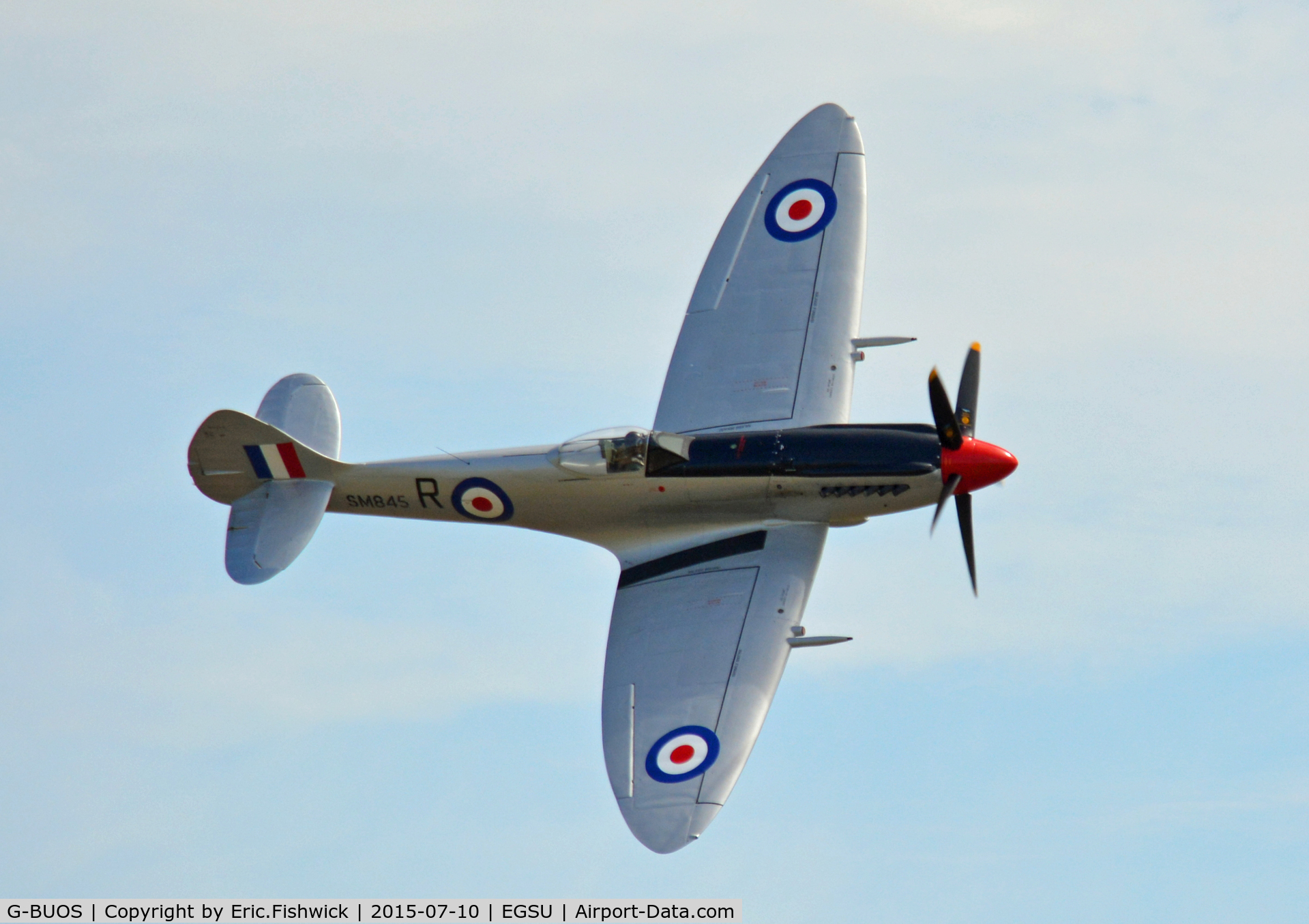 G-BUOS, 1945 Supermarine 394 Spitfire FR.XVIIIe C/N 6S/672224, 42. SM845 preparing for The Flying Legends Air Show, July 2015.