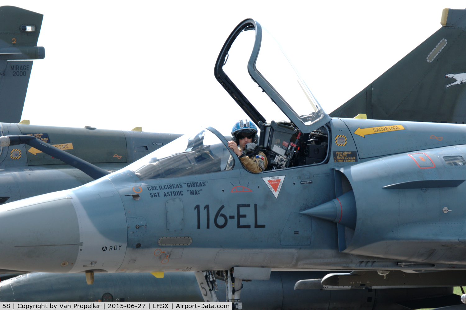 58, Dassault Mirage 2000-5F C/N 260, Pilot of aMirage 2000-5F fighter of the French Air Force waiting for take off at Luxeuil Air Base.