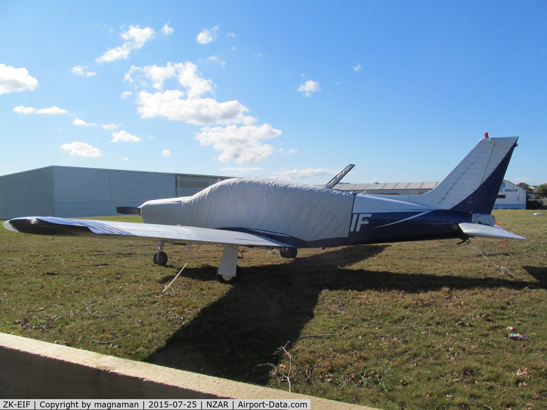 ZK-EIF, Piper PA-28R-201 Cherokee Arrow III C/N 28R-7837132, under cover at ardmore