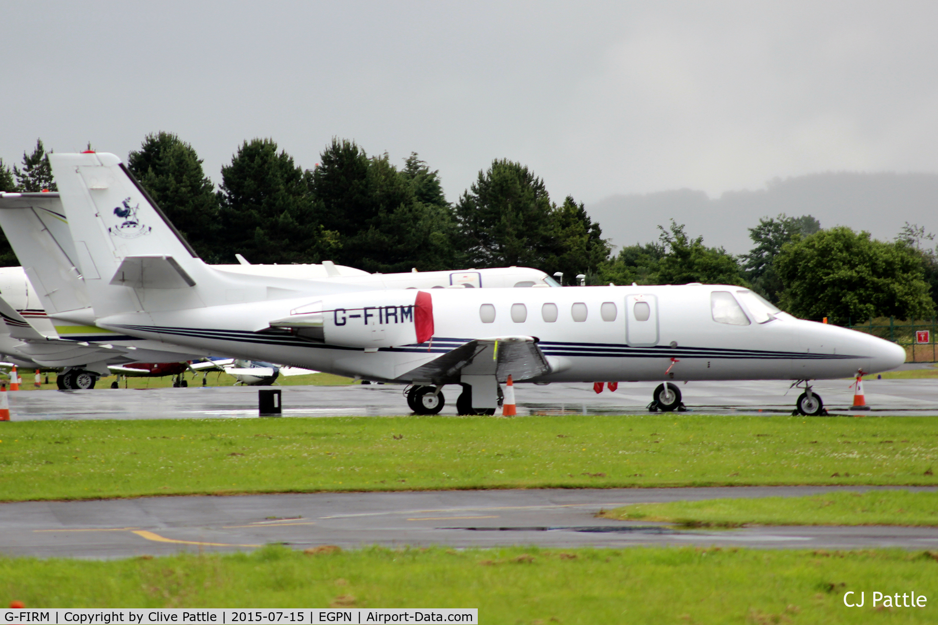 G-FIRM, 2000 Cessna 550B Citation Bravo C/N 550-0940, Parked up at Dundee Riverside Airport EGPN whilst visiting the Open Golf Championships at nearby St Andrews.