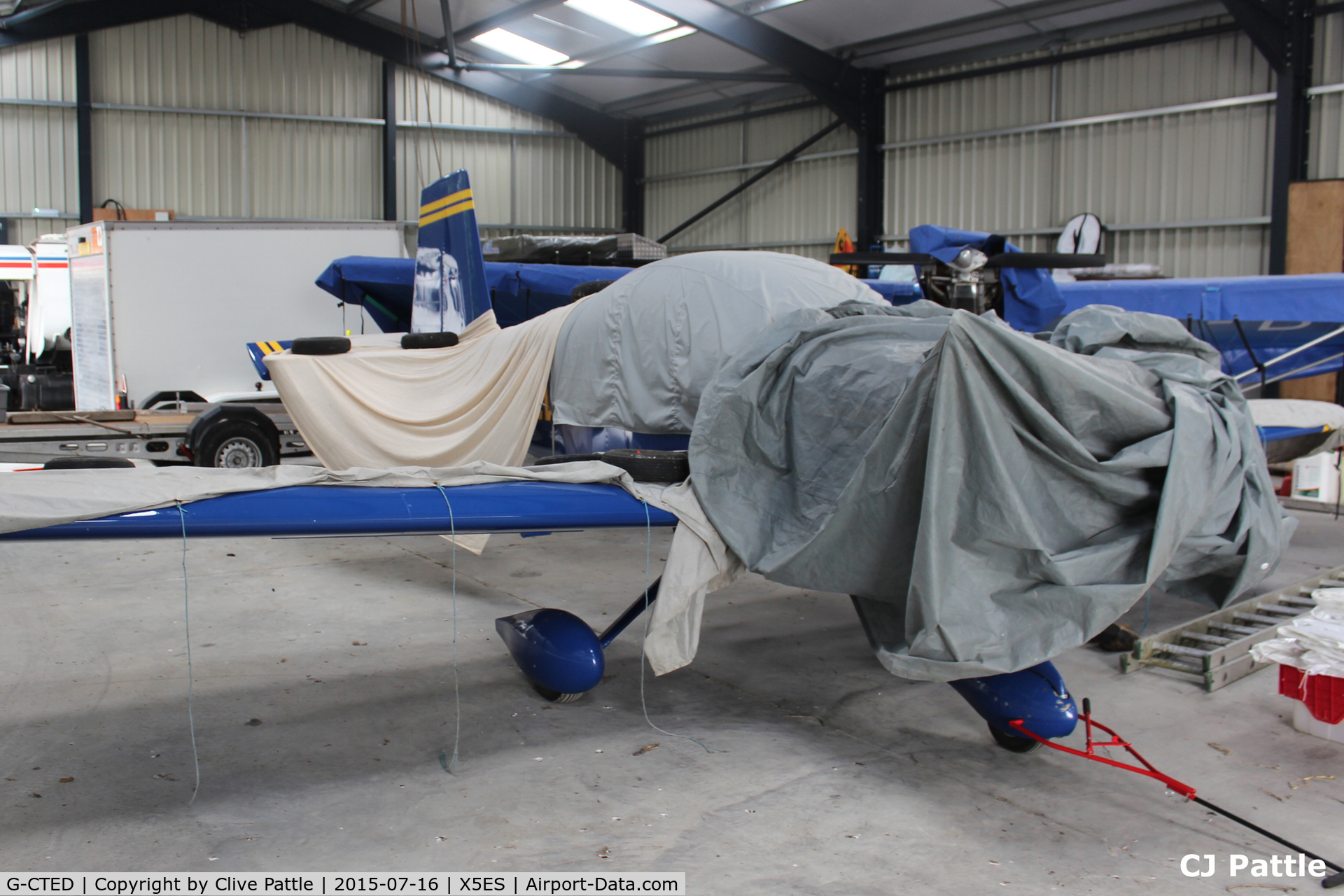 G-CTED, 2007 Vans RV-7A C/N PFA 323-14631, Hangared and well under wraps at Eshott Airfield, Northumberland, UK.