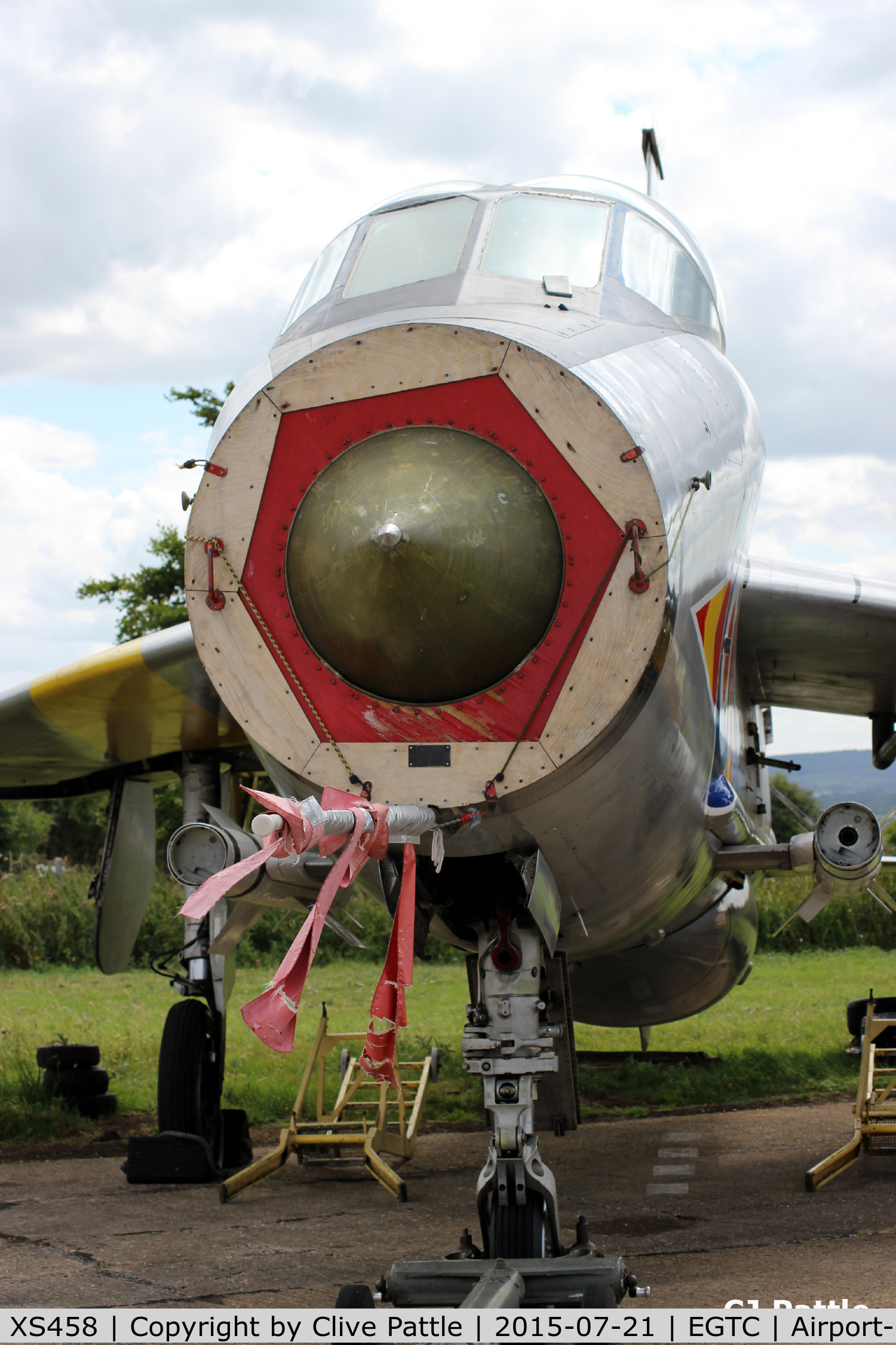 XS458, 1965 English Electric Lightning T.5 C/N 95018, Nose detail - Parked at Cranfield, Bedfordshire. UK EGTC
