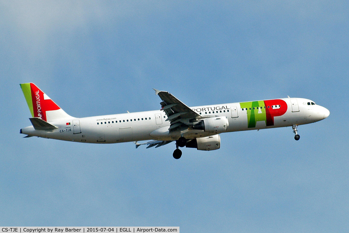 CS-TJE, 2000 Airbus A321-211 C/N 1307, Airbus A321-211 [1307] (TAP Portugal) Home~G 04/07/2015. On approach 27L.