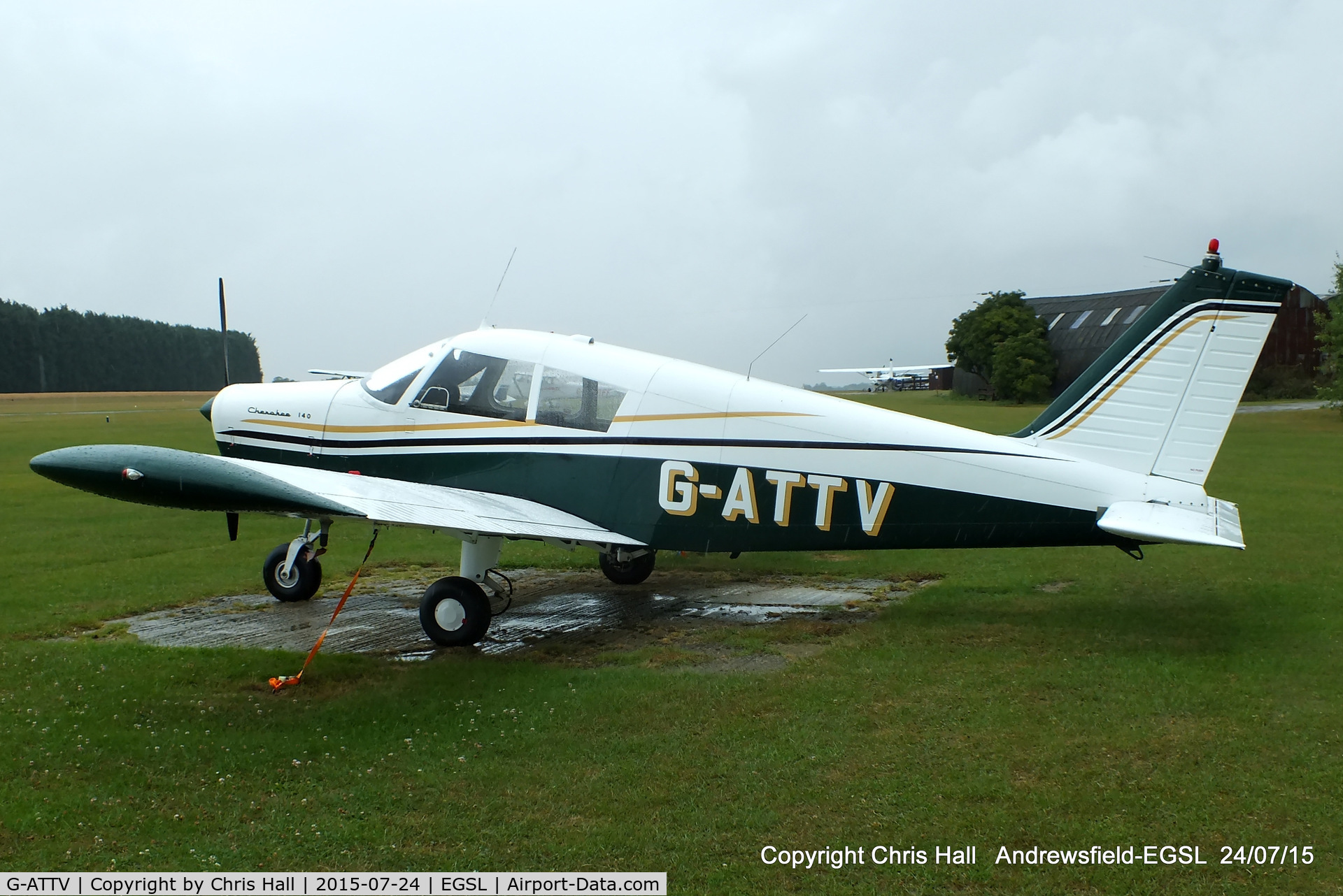 G-ATTV, 1966 Piper PA-28-140 Cherokee C/N 28-21991, nice new colour scheme on this Andrewsfield resident