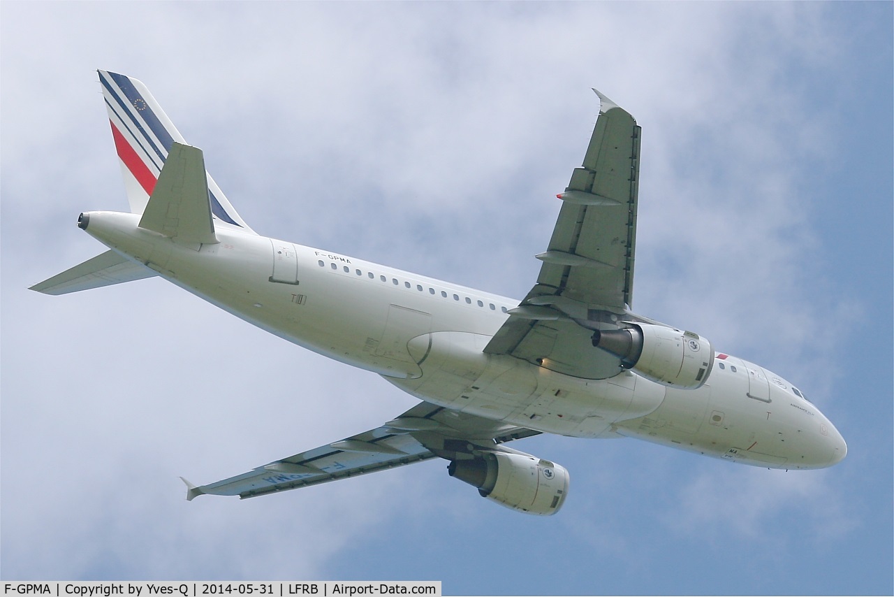 F-GPMA, 1998 Airbus A319-113 C/N 598, Airbus A319-113, Take off rwy 07R, Brest-Bretagne Airport (LFRB-BES)