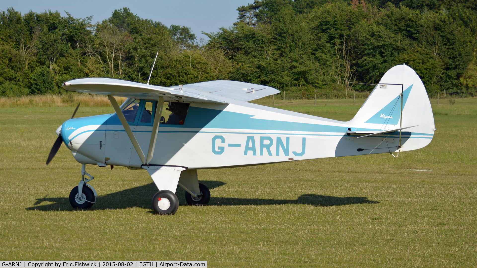 G-ARNJ, 1961 Piper PA-22-108 Colt Colt C/N 22-8587, 1. G-ARNJ preparing to depart The Shuttleworth Wings and Wheels Airshow, Aug. 2015.