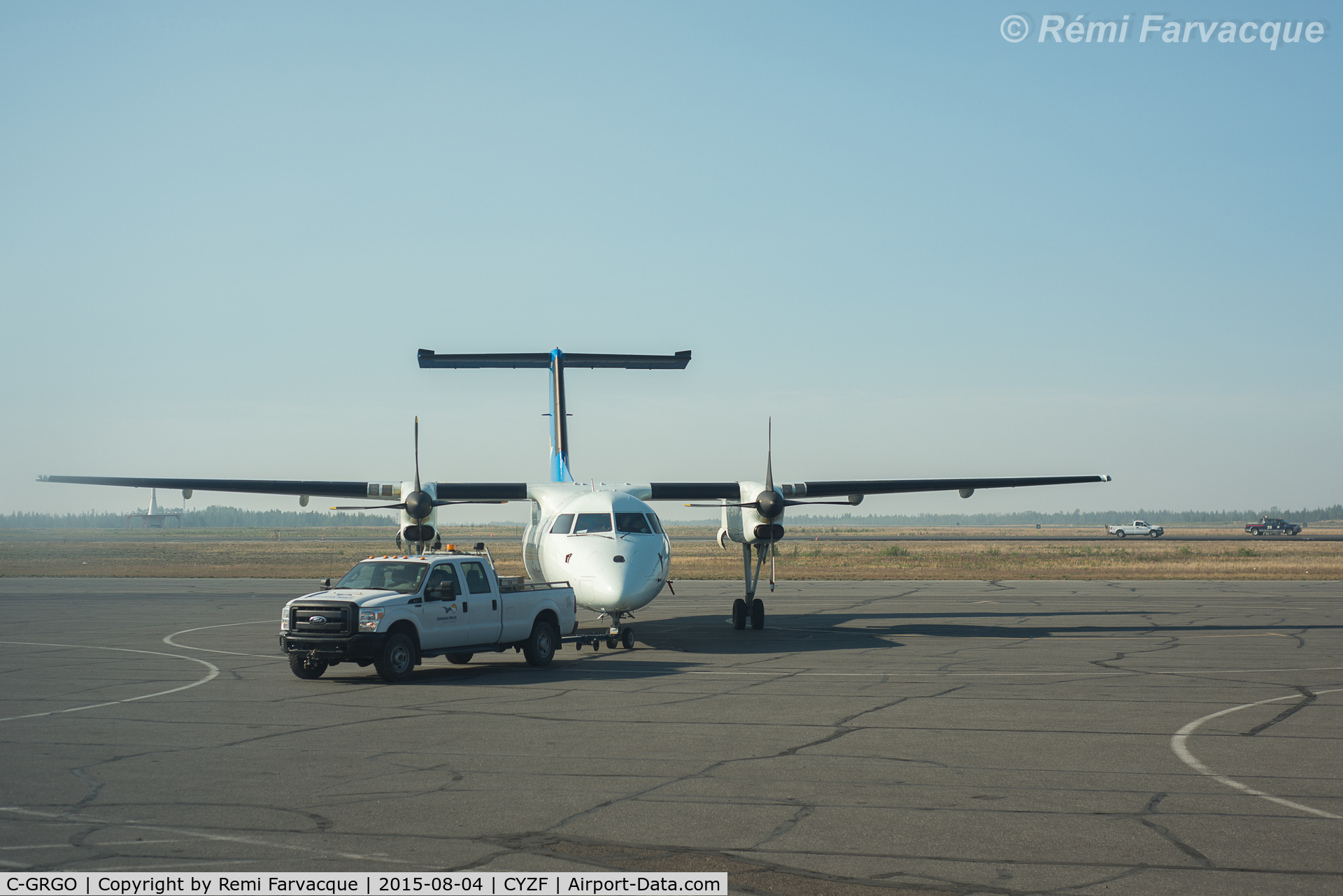 C-GRGO, 1991 De Havilland Canada DHC-8-106 Dash 8 C/N 258, Just landed and getting towed in @ 0942h