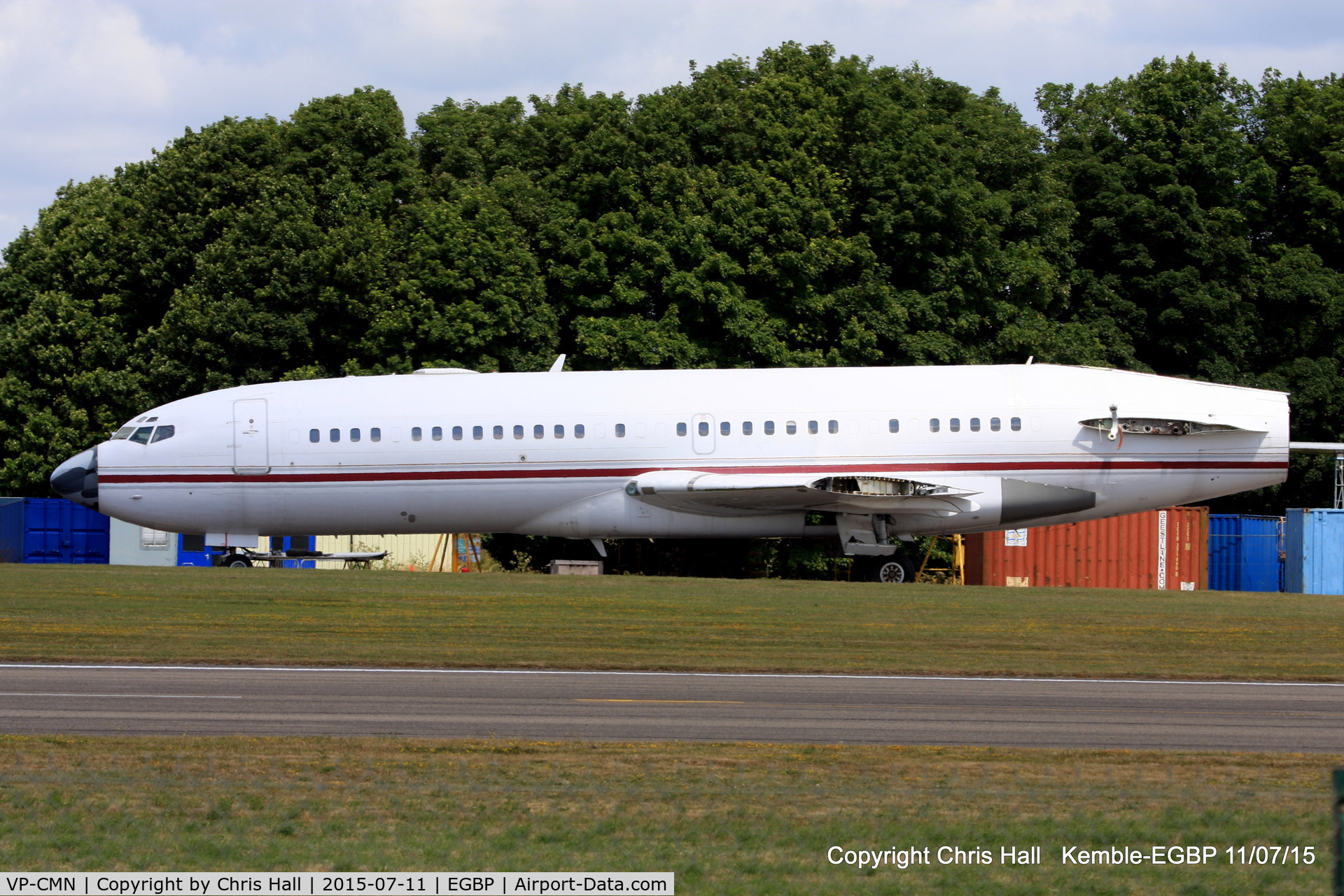 VP-CMN, 1967 Boeing 727-46 C/N 19282, in the scrapping area at Kemble