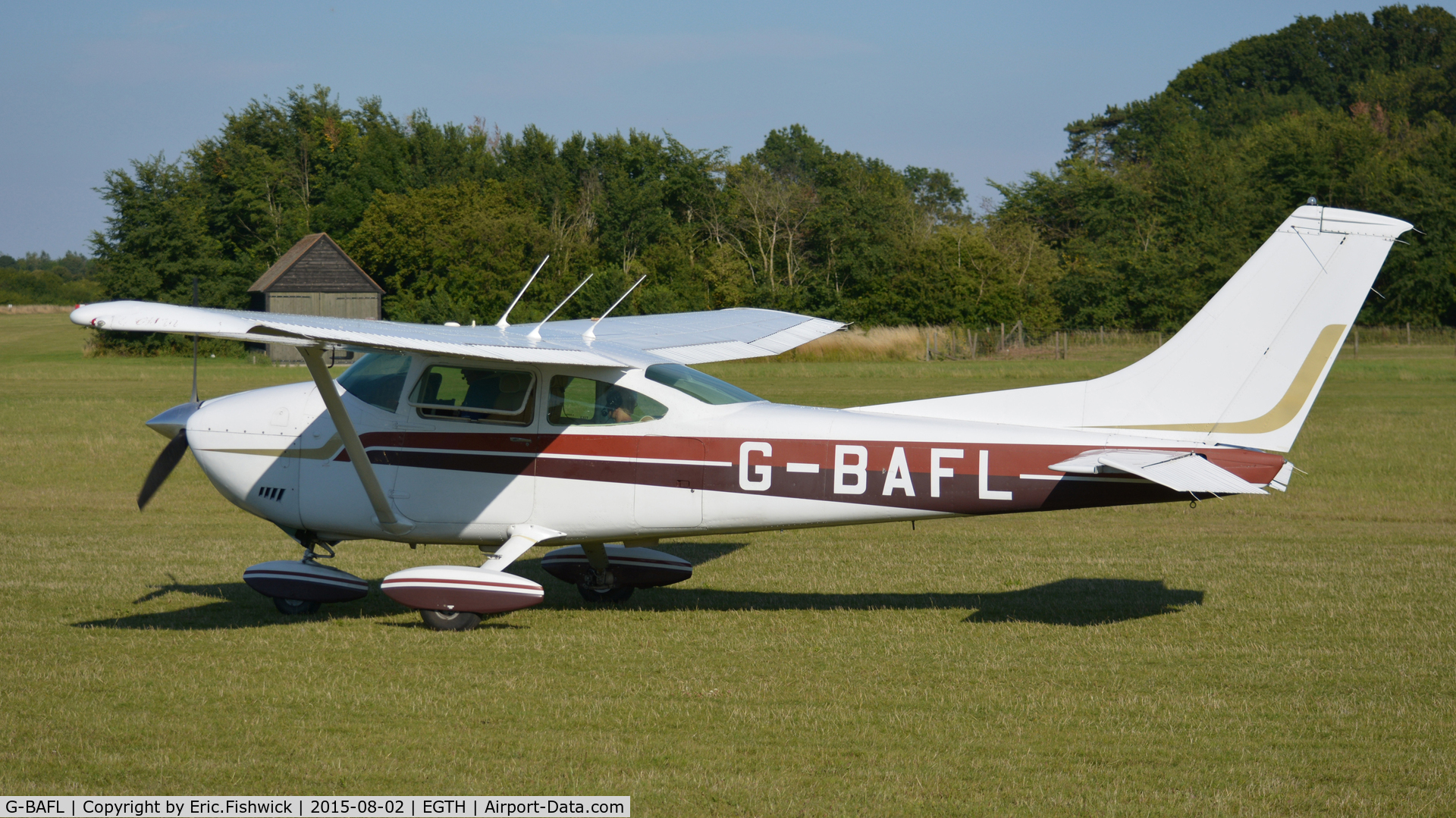 G-BAFL, 1973 Cessna 182P Skylane C/N 182-61469, 1. G-BAFL preparing to depart The Shuttleworth Wings and Wheels Airshow, Aug. 2015.