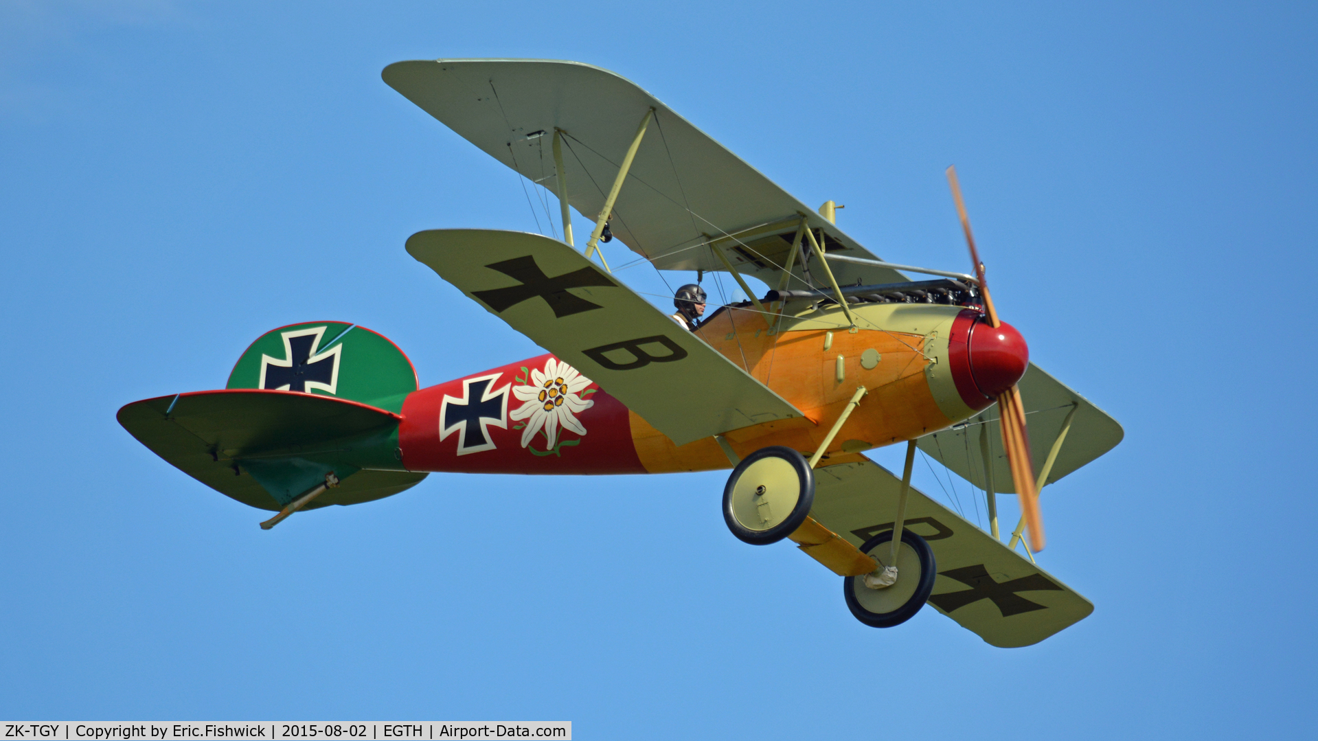 ZK-TGY, 2015 Albatros D-Va Replica C/N 5, 44. ZK-TGY in display mode at The Shuttleworth Wings and Wheels Airshow, Aug. 2015.