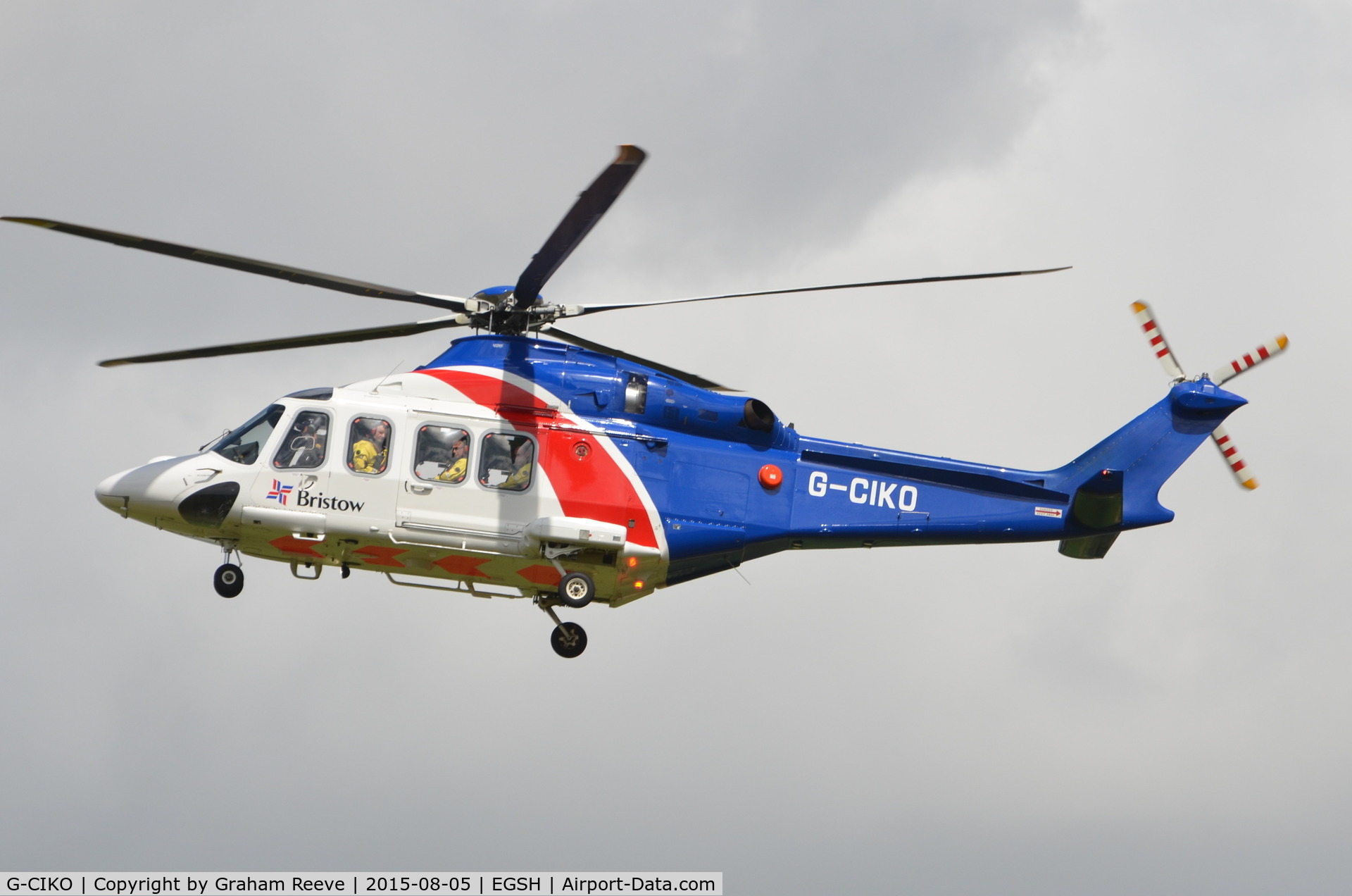 G-CIKO, 2014 AgustaWestland AW-139 C/N 41378, Landing at Norwich.