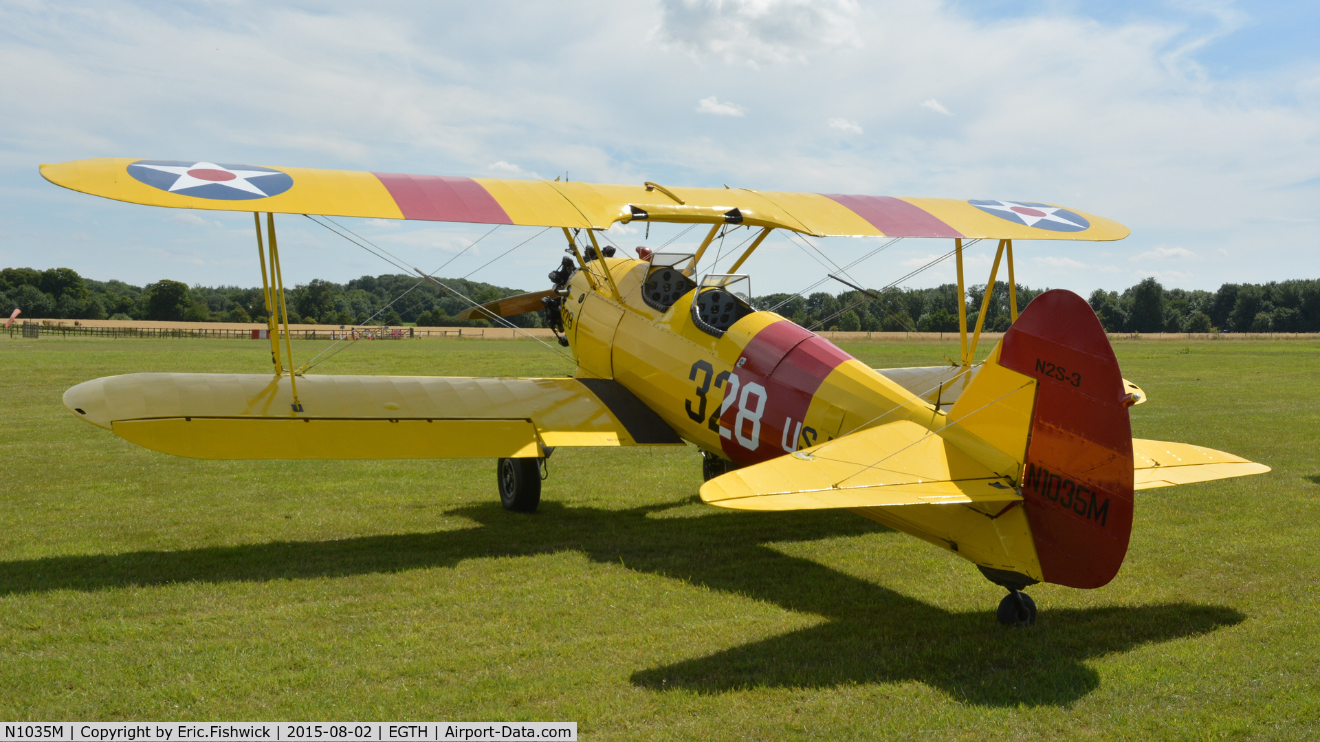 N1035M, 1942 Boeing A75N1 (PT17) C/N 75-7313, 1. N1035M on the flight line at The Shuttleworth Wings and Wheels Airshow, Aug. 2015.