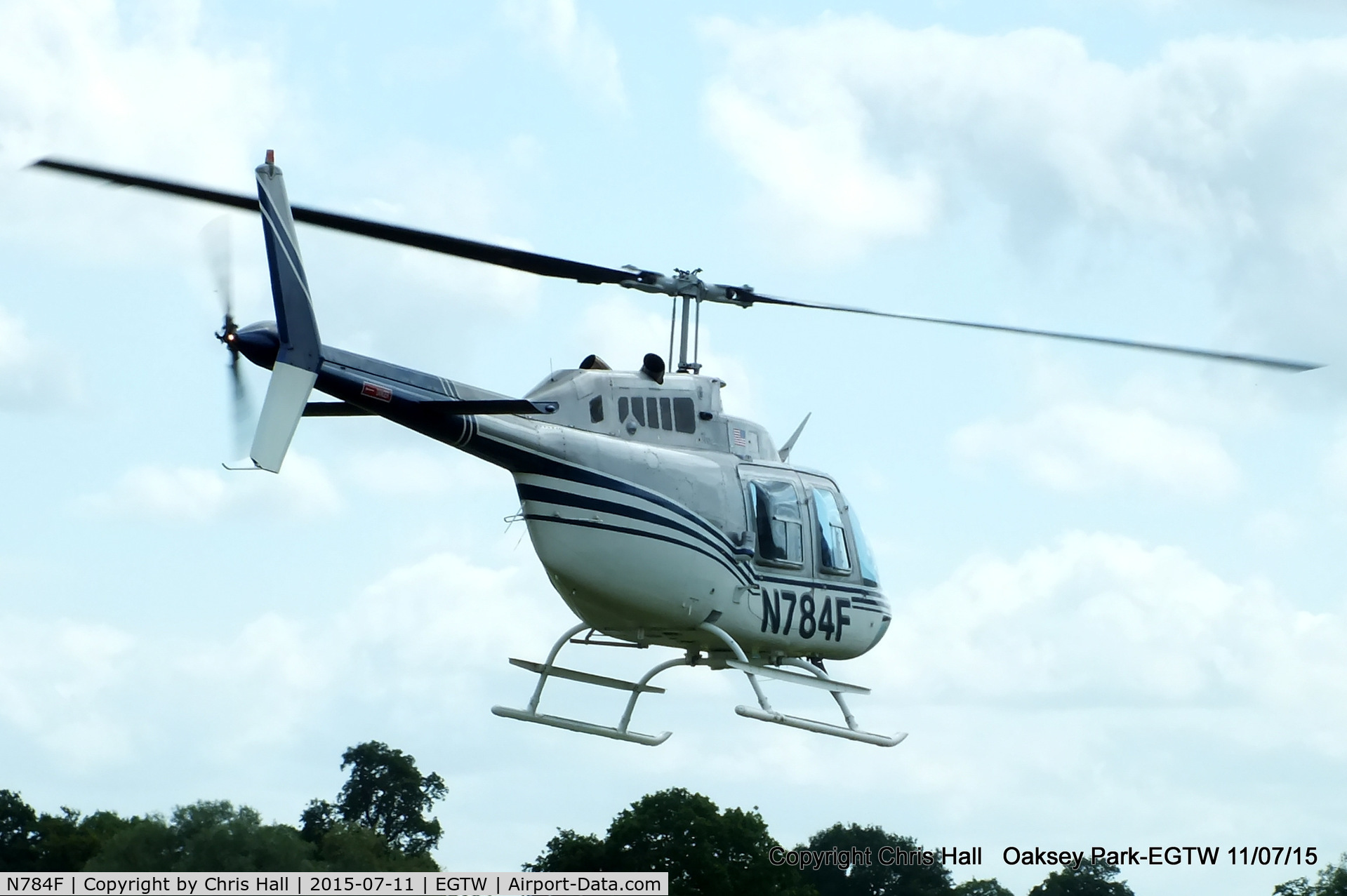 N784F, Bell 206B JetRanger C/N 2508, at Oaksey Park