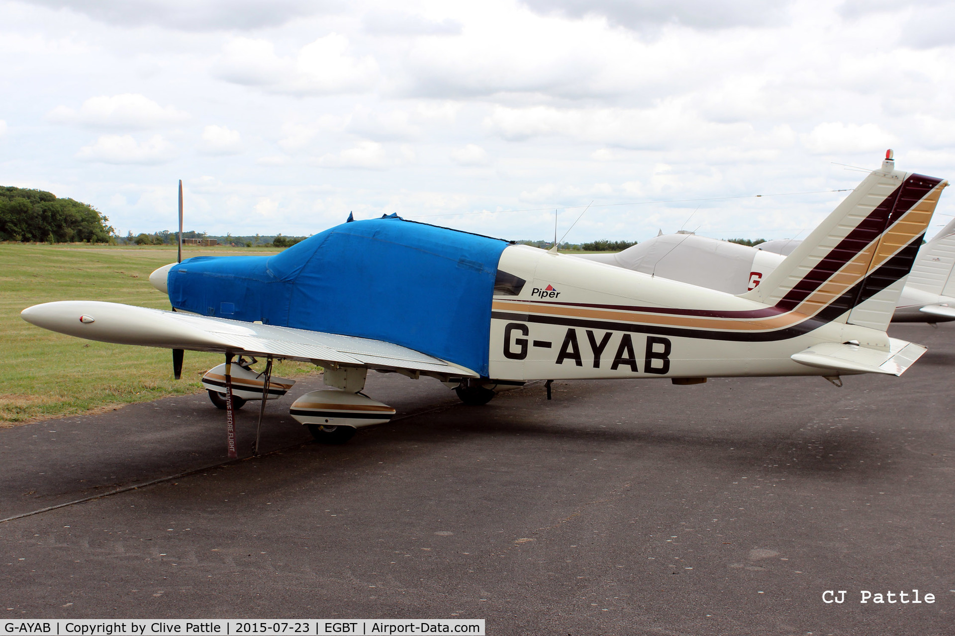 G-AYAB, 1970 Piper PA-28-180 Cherokee C/N 28-5804, Parked up at Turweston airfield EGBT