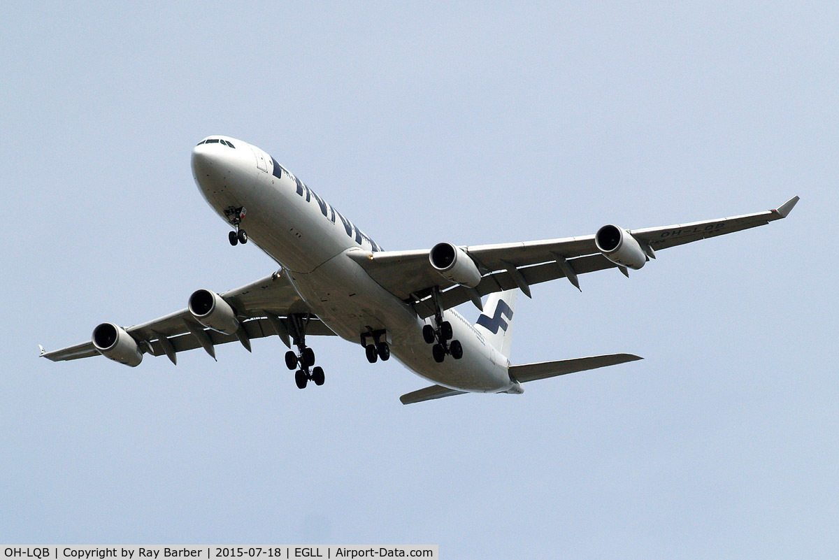 OH-LQB, 2007 Airbus A340-313 C/N 835, Airbus A340-313X [835] (Finnair) Home~G 18/07/2015. On approach 27R.