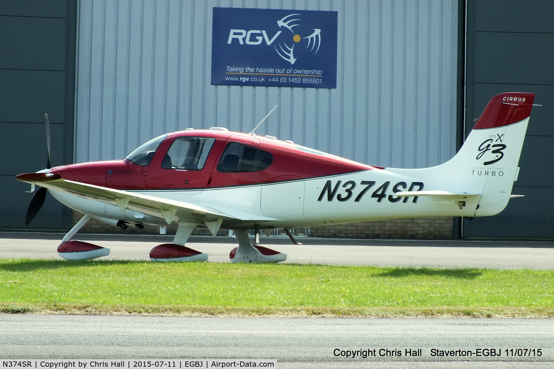 N374SR, 2007 Cirrus SR22 G3 GTSX Turbo C/N 2734, at Staverton