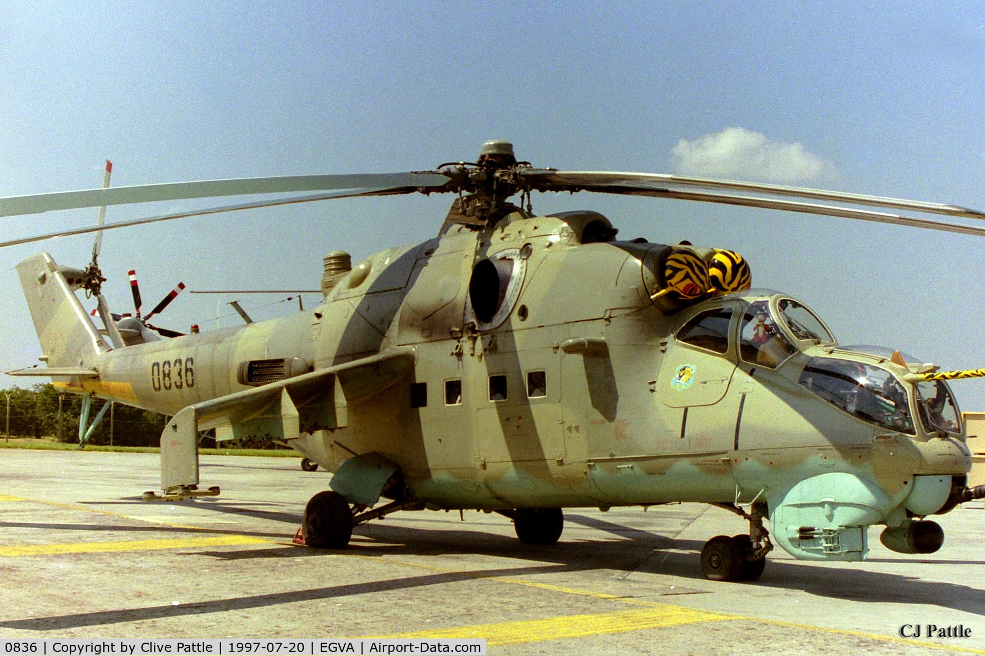0836, Mil Mi-24V Hind E C/N 730836, Pictured at RIAT RAF Fairford EGVA 1997 whilst serving with Czech AF 331.vrlt/33.zVL