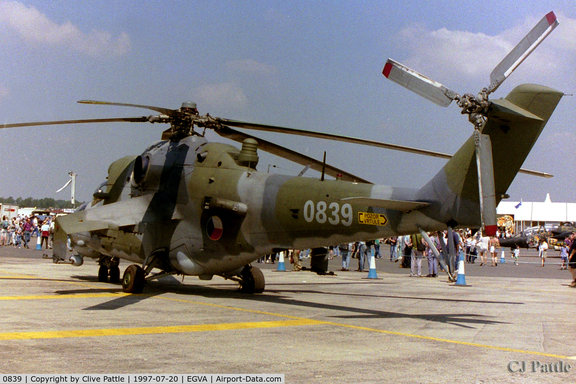 0839, Mil Mi-24V Hind E C/N 730839, Pictured at RIAT RAF Fairford EGVA 1997 whilst serving with Czech AF 331.vrlt/33.zVL