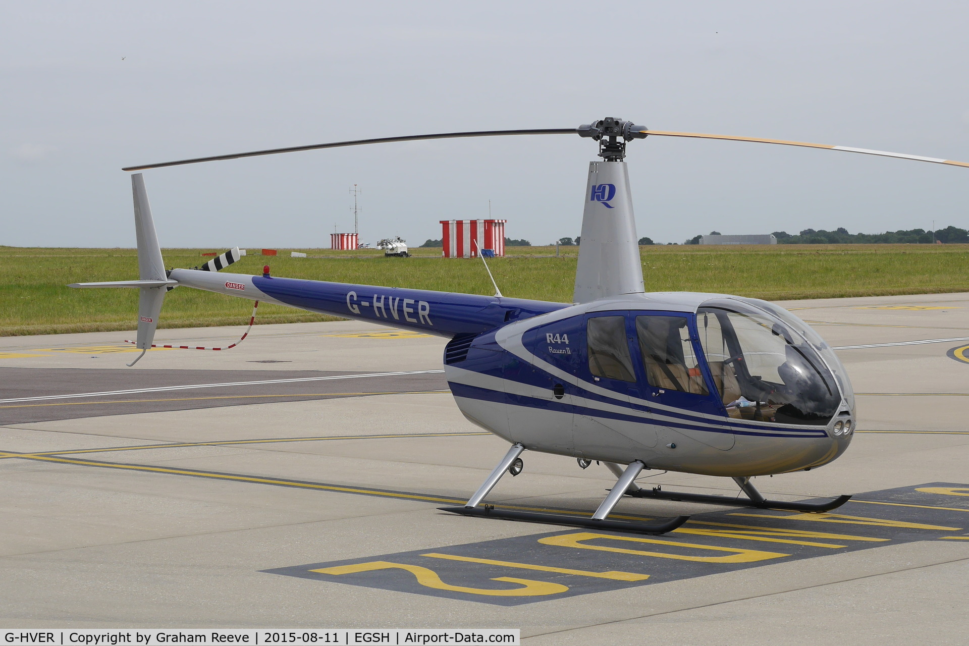 G-HVER, 2007 Robinson R44 Raven II C/N 11754, Parked at Norwich.