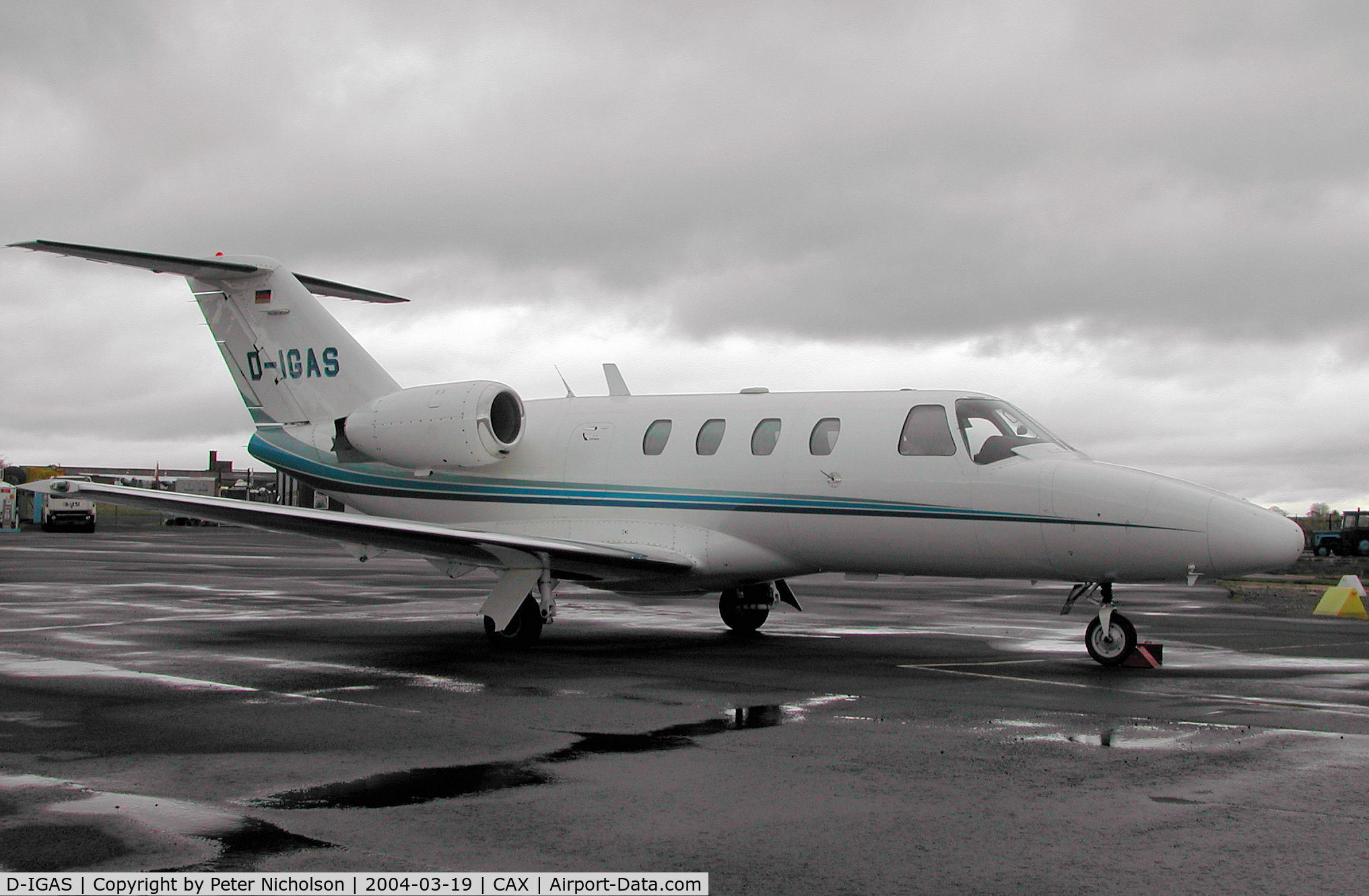 D-IGAS, 1997 Cessna 525 CitationJet C/N 525-0223, This visiting Cessna 525 CitationJet was seen at Carlisle in the Spring of 2004.