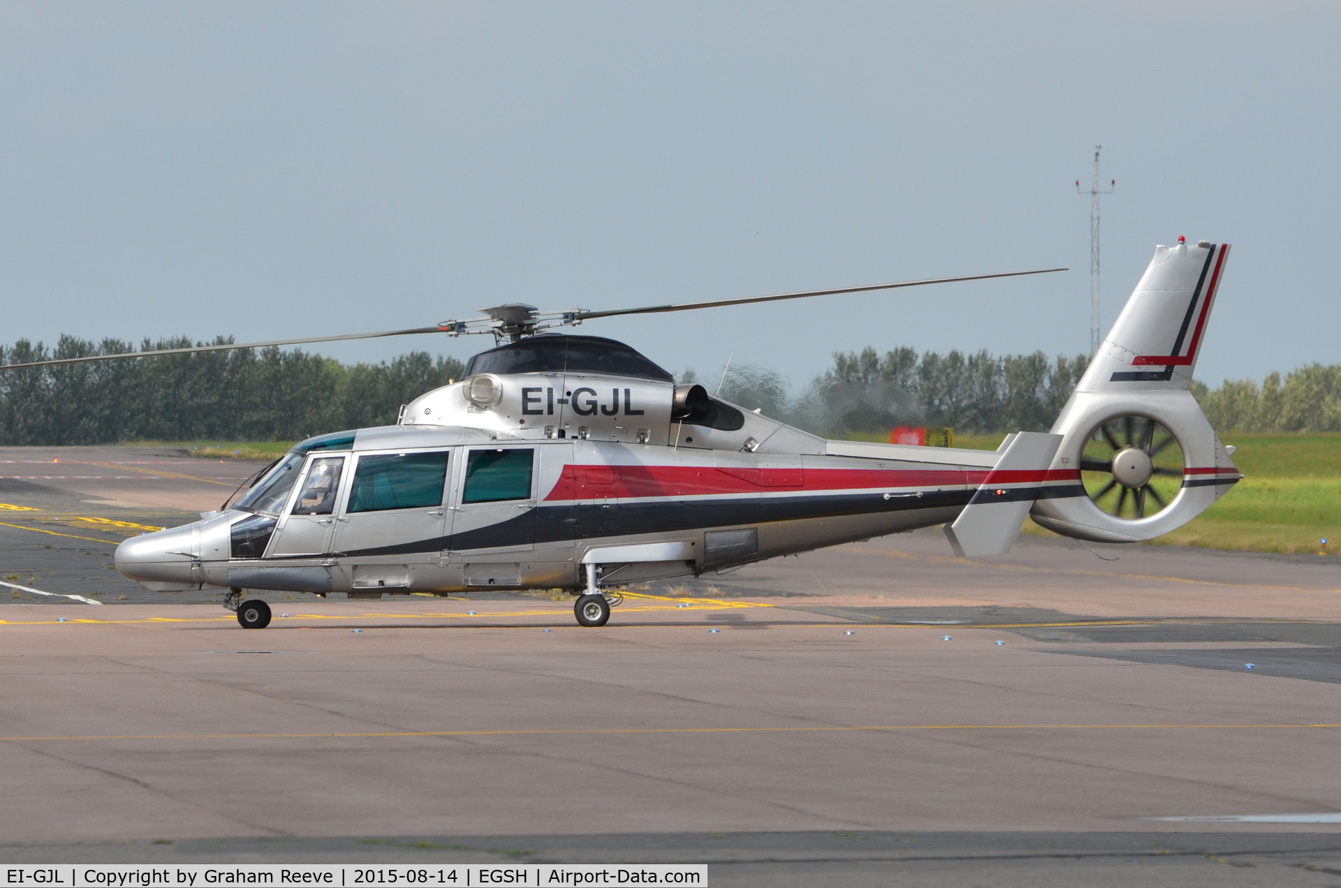 EI-GJL, 2007 Eurocopter AS-365N-3 Dauphin 2 C/N 6785, Just landed at Norwich.