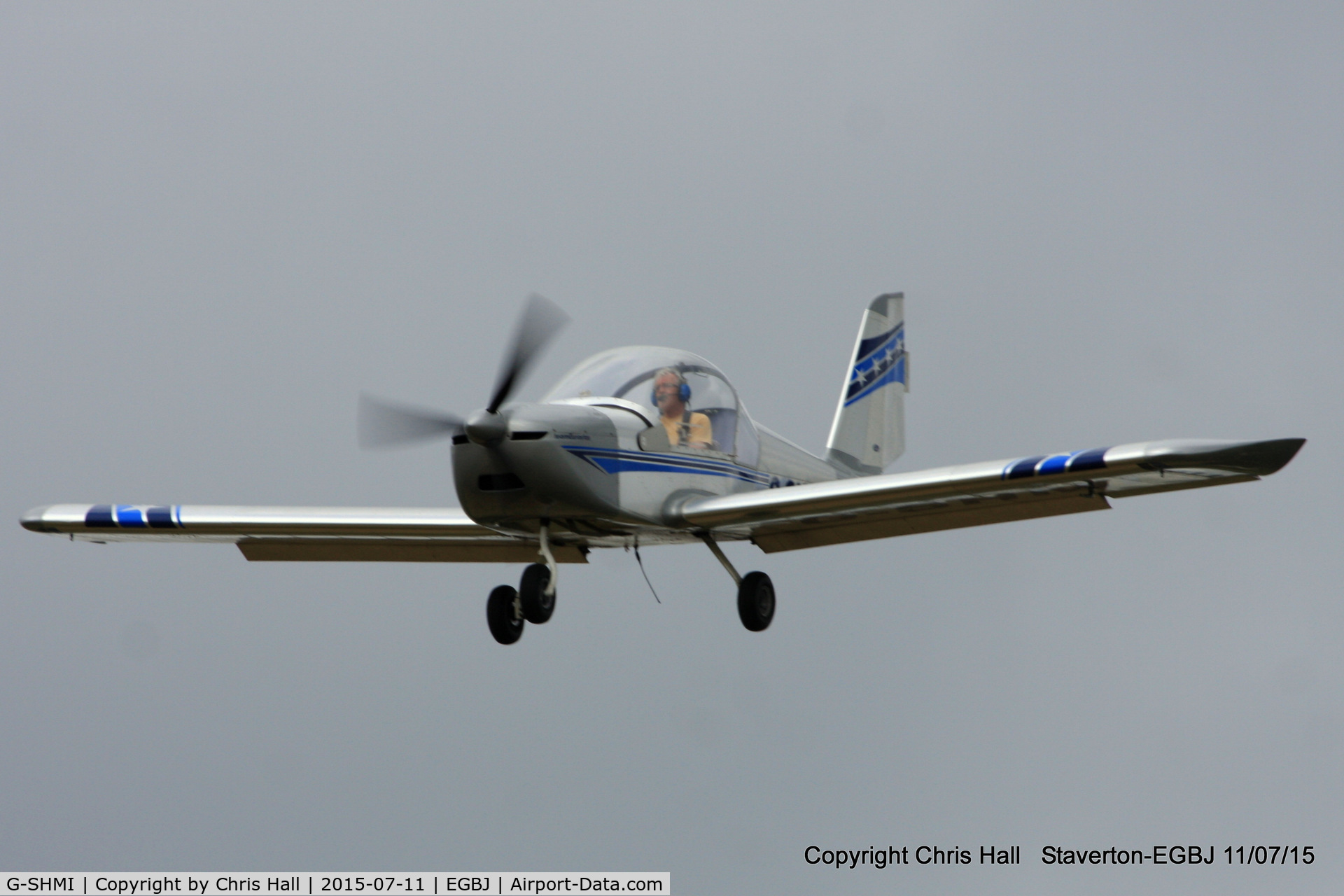 G-SHMI, 2007 Aerotechnik EV-97 TeamEurostar UK C/N 3013, on finals at Staverton