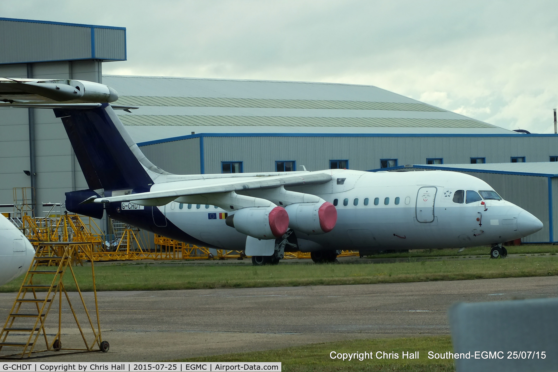 G-CHDT, 1996 British Aerospace Avro 146-RJ85 C/N E.2292, stored at Southend