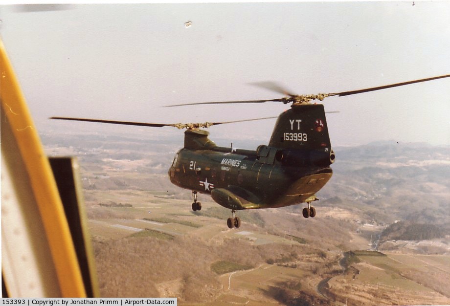 153393, Boeing Vertol CH-46E Sea Knight C/N 2291, Det E, HMM-164, Jan - Apr 1978, Pohang Korea