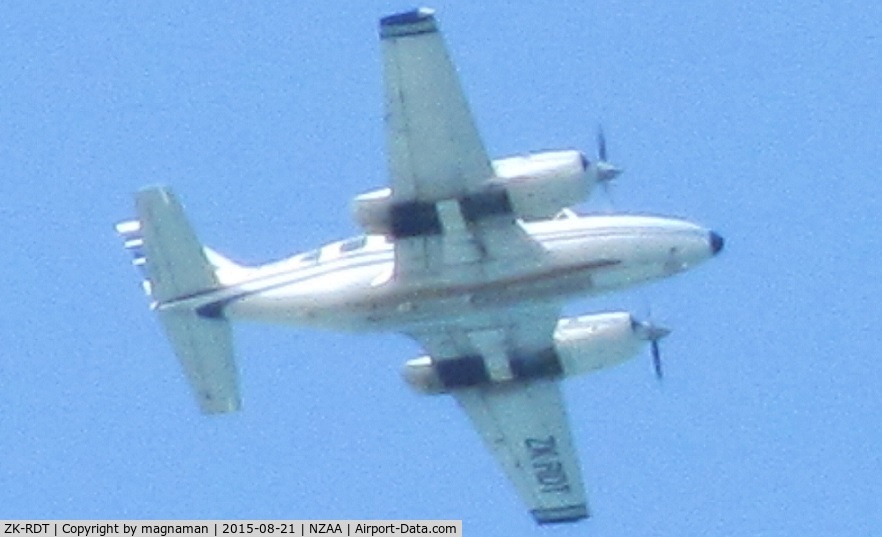 ZK-RDT, Embraer EMB-820C Navajo (PA-34-200T) C/N 820127, flying over back garden - severe zoom!!!