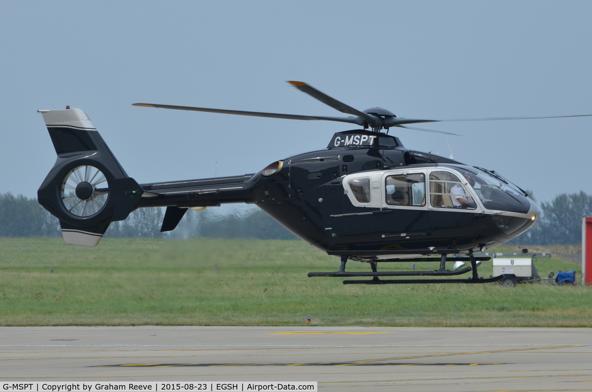 G-MSPT, 2004 Eurocopter EC-135T-2 C/N 0361, Departing from Norwich.