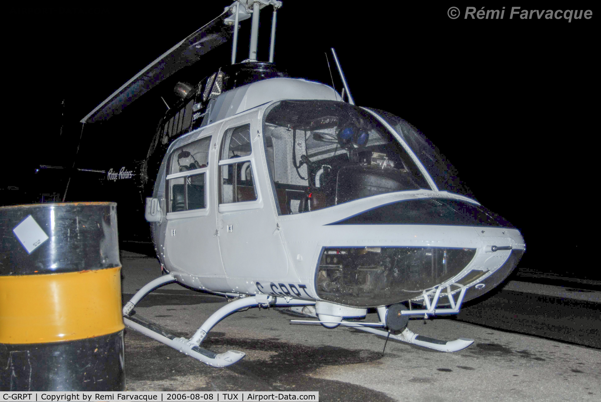 C-GRPT, 1975 Bell 206B JetRanger II C/N 1734, Parked at Tumbler Ridge airport, BC.