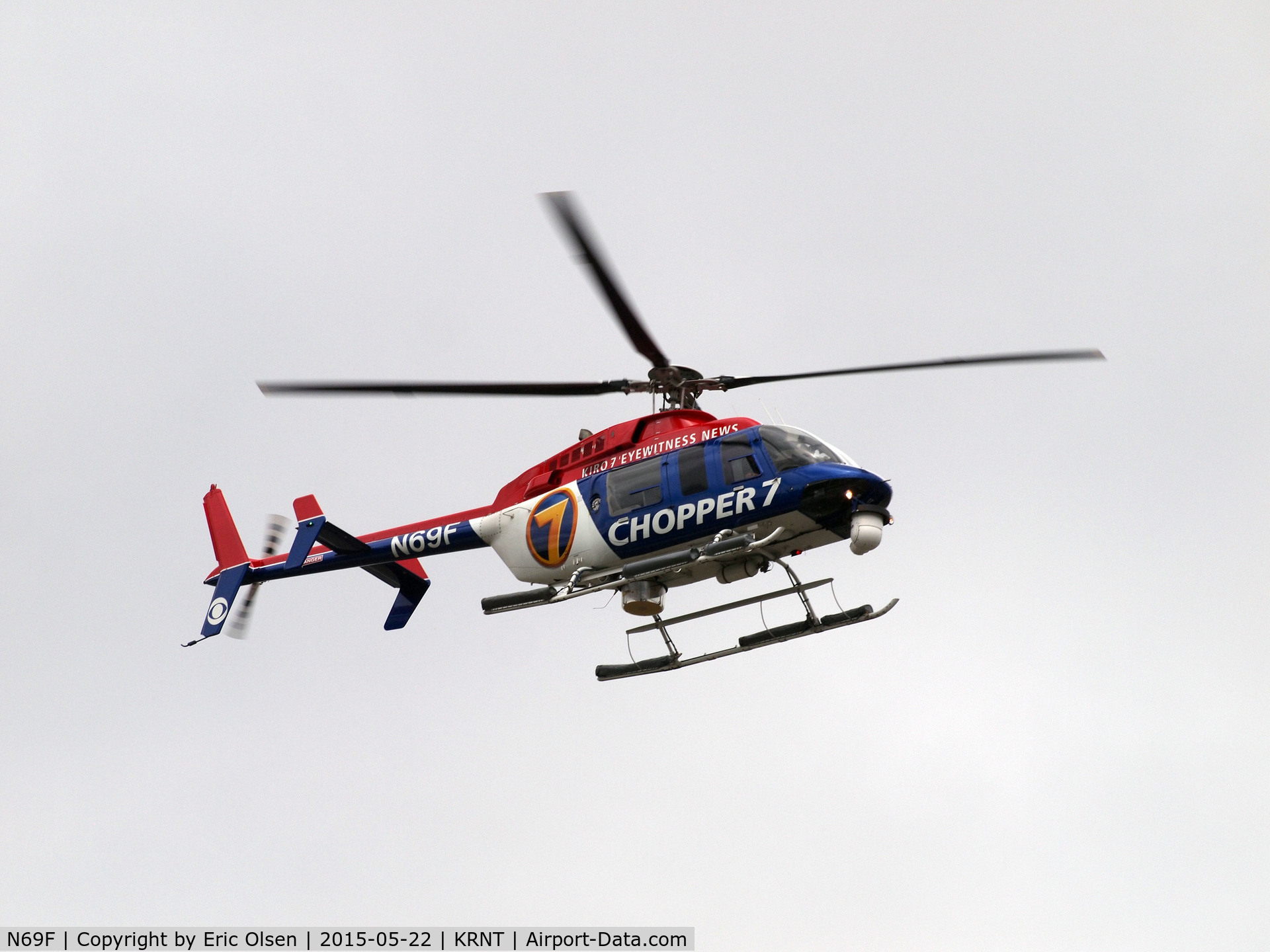 N69F, 1996 Bell 407 C/N 53025, Kiro Eyewitness News chopper 7 over the Renton airport.